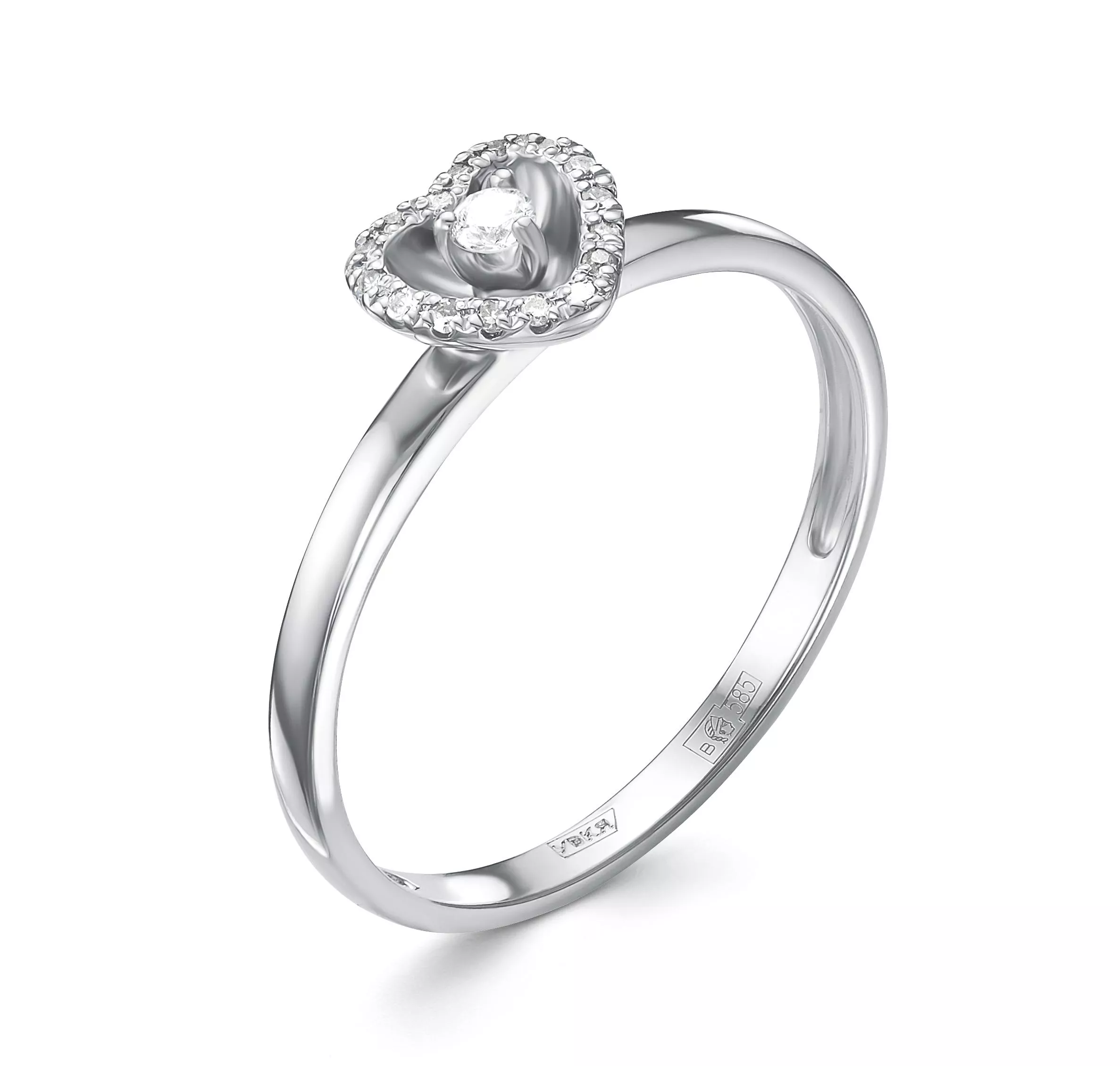 Кольцо из белого золота с бриллиантом V15522510000