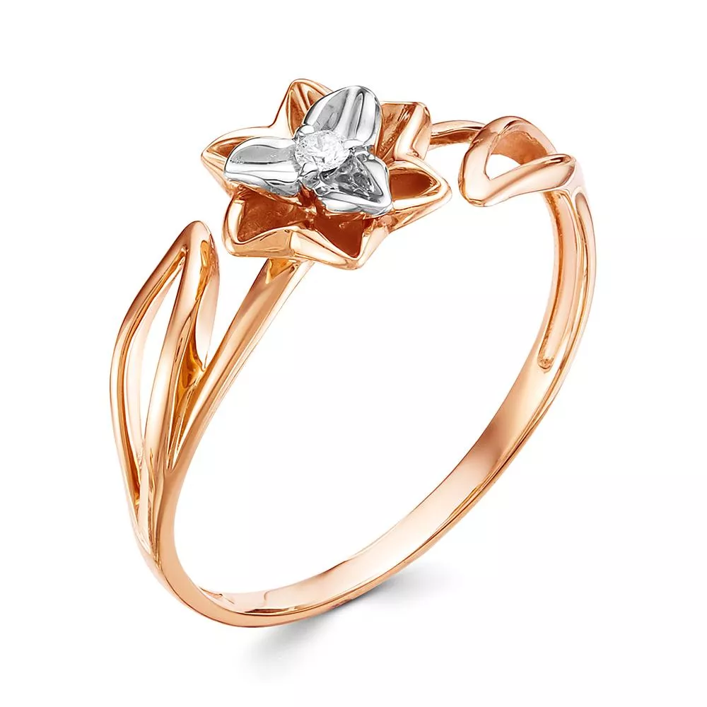 Кольцо из красного золота с бриллиантом V15441510000