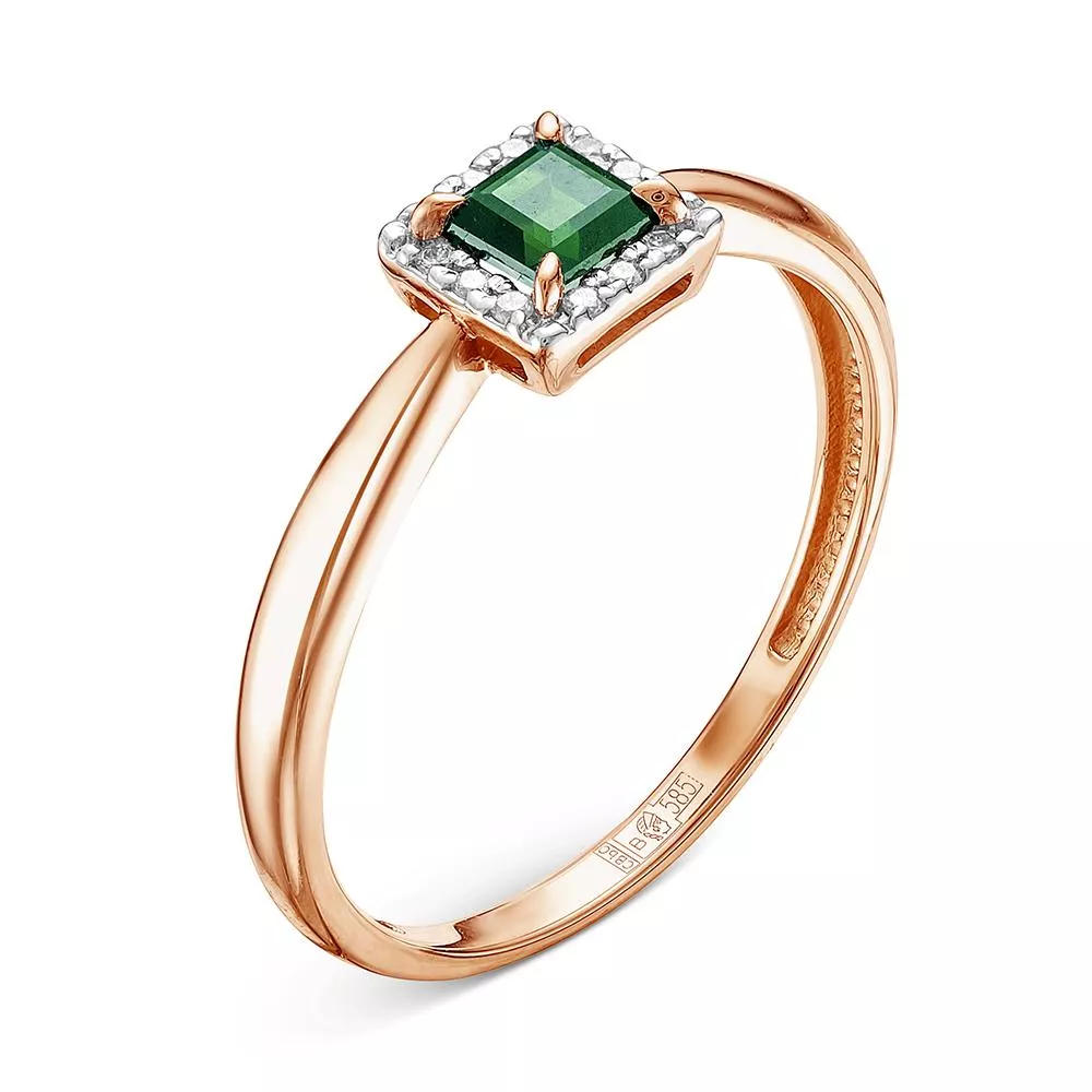 Кольцо из красного золота с изумрудом V10271511700