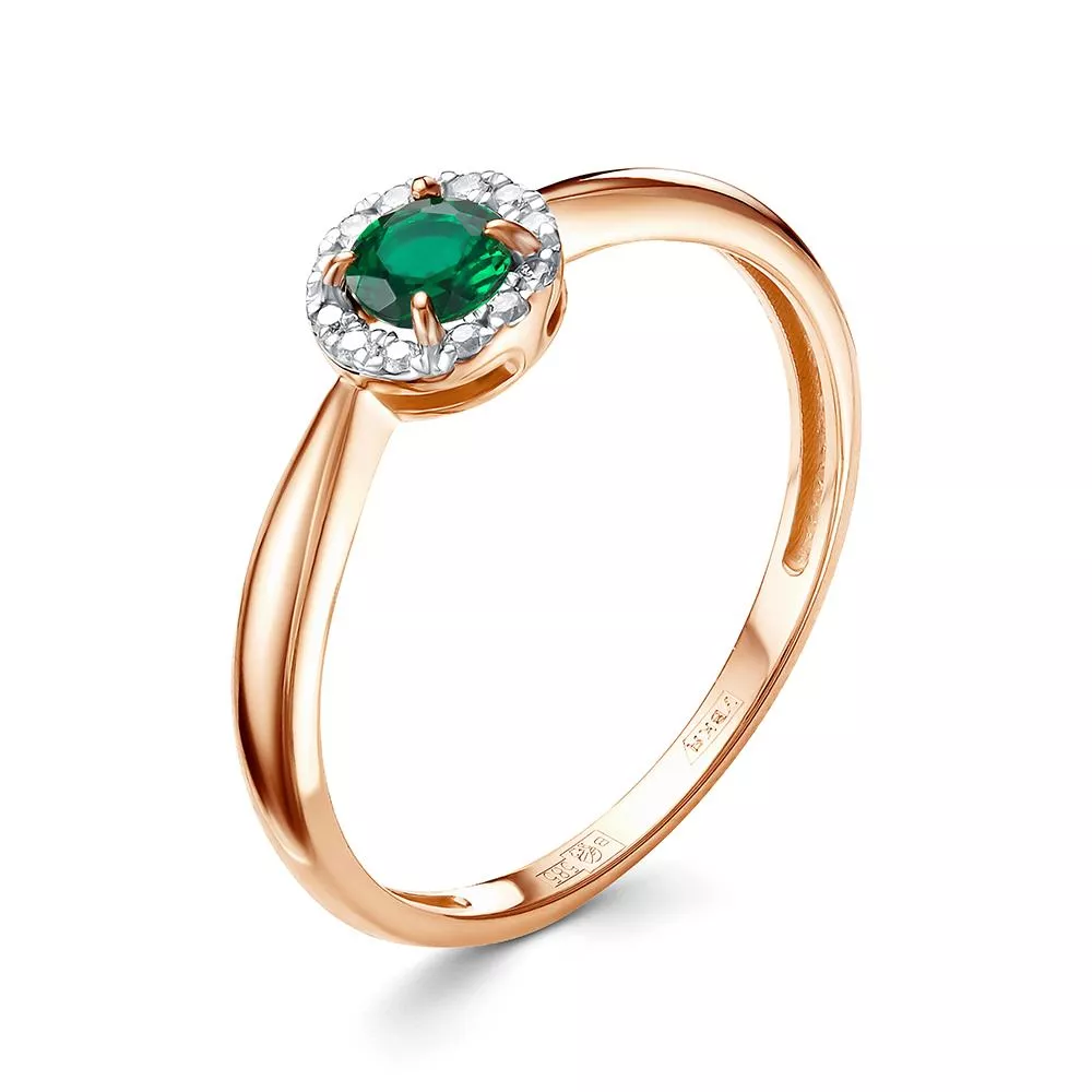 Кольцо из красного золота с изумрудом V10251511700