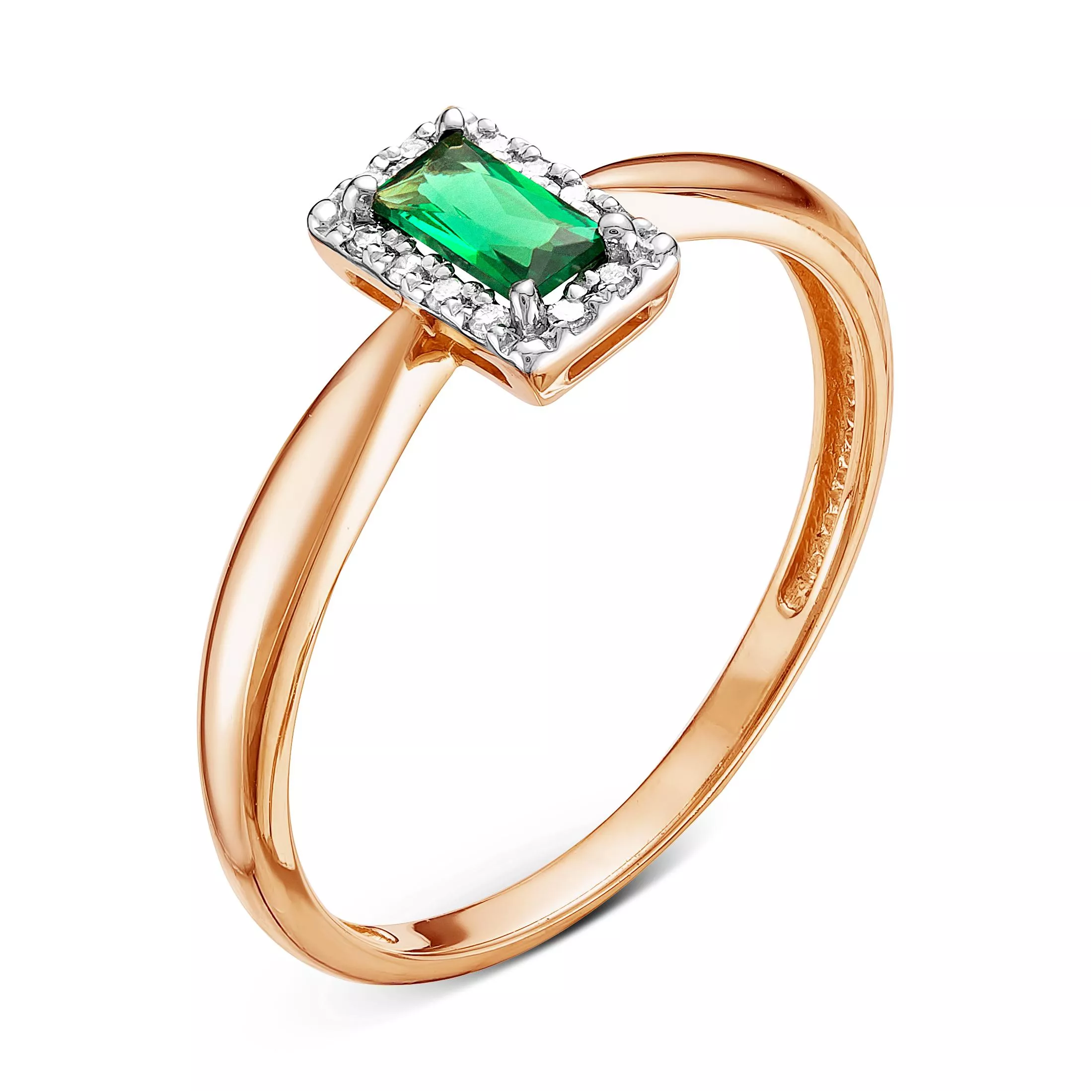 Кольцо из красного золота с изумрудом V10211511700