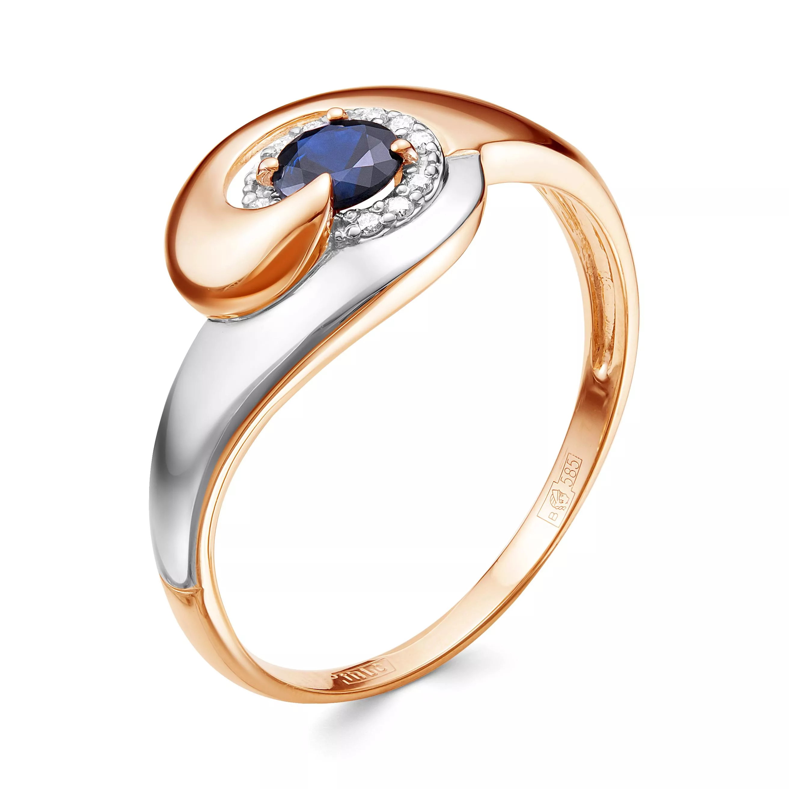 Кольцо из красного золота с сапфиром V13971511600