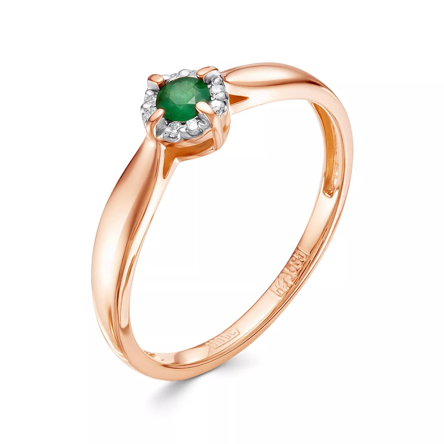 Кольцо из красного золота с изумрудом V14091510400