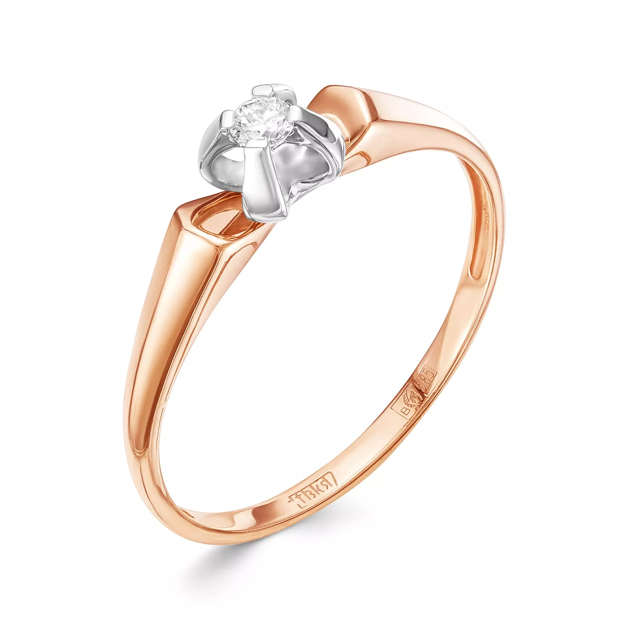 Кольцо из красного золота с бриллиантом V16041510000