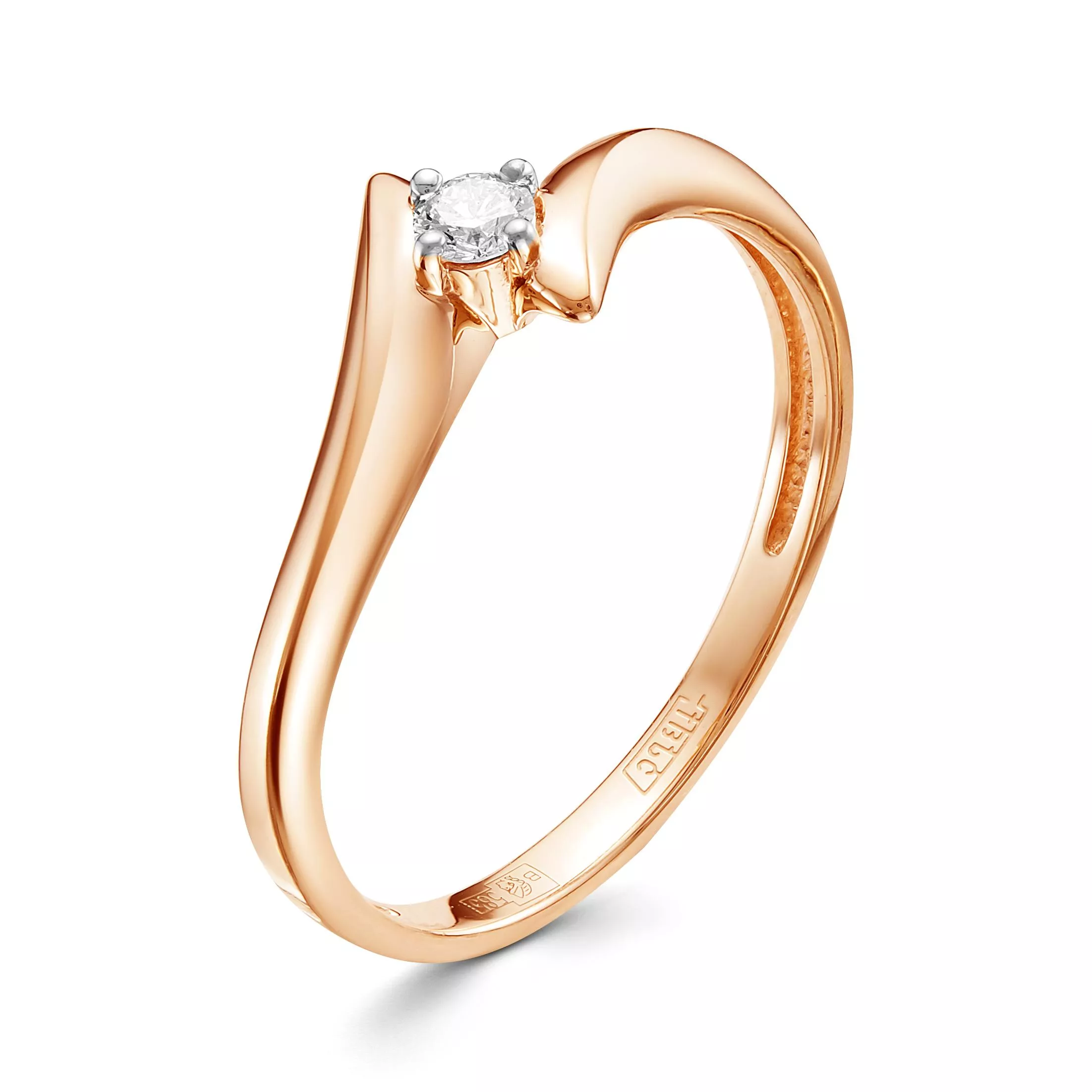 Кольцо из красного золота с бриллиантом V11901510000