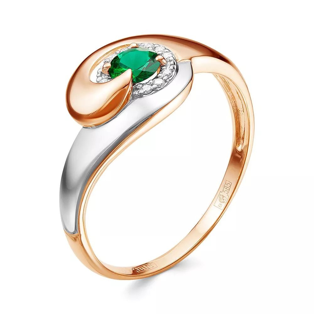 Кольцо из красного золота с изумрудом V13971511700