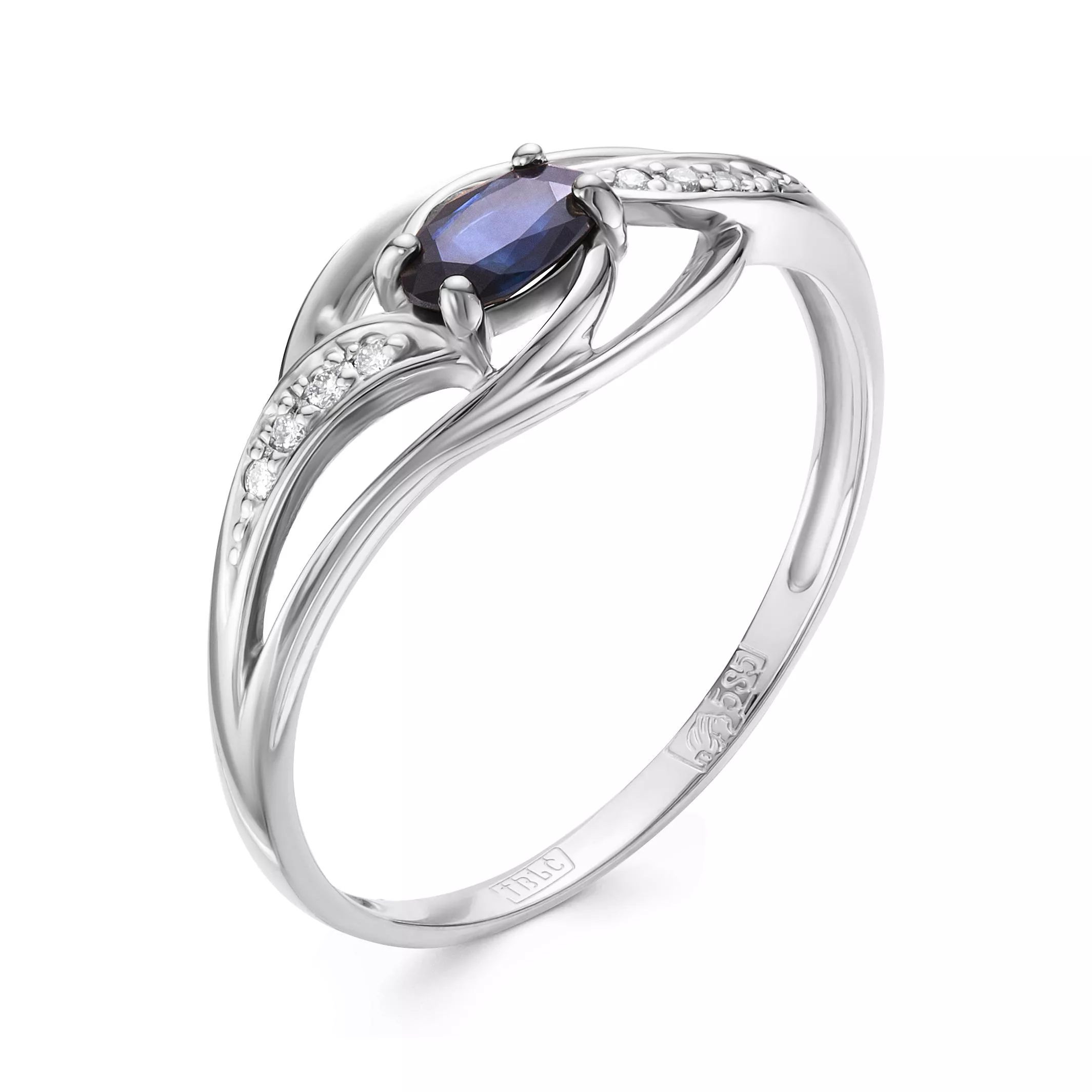 Кольцо из белого золота с сапфиром V15572510300