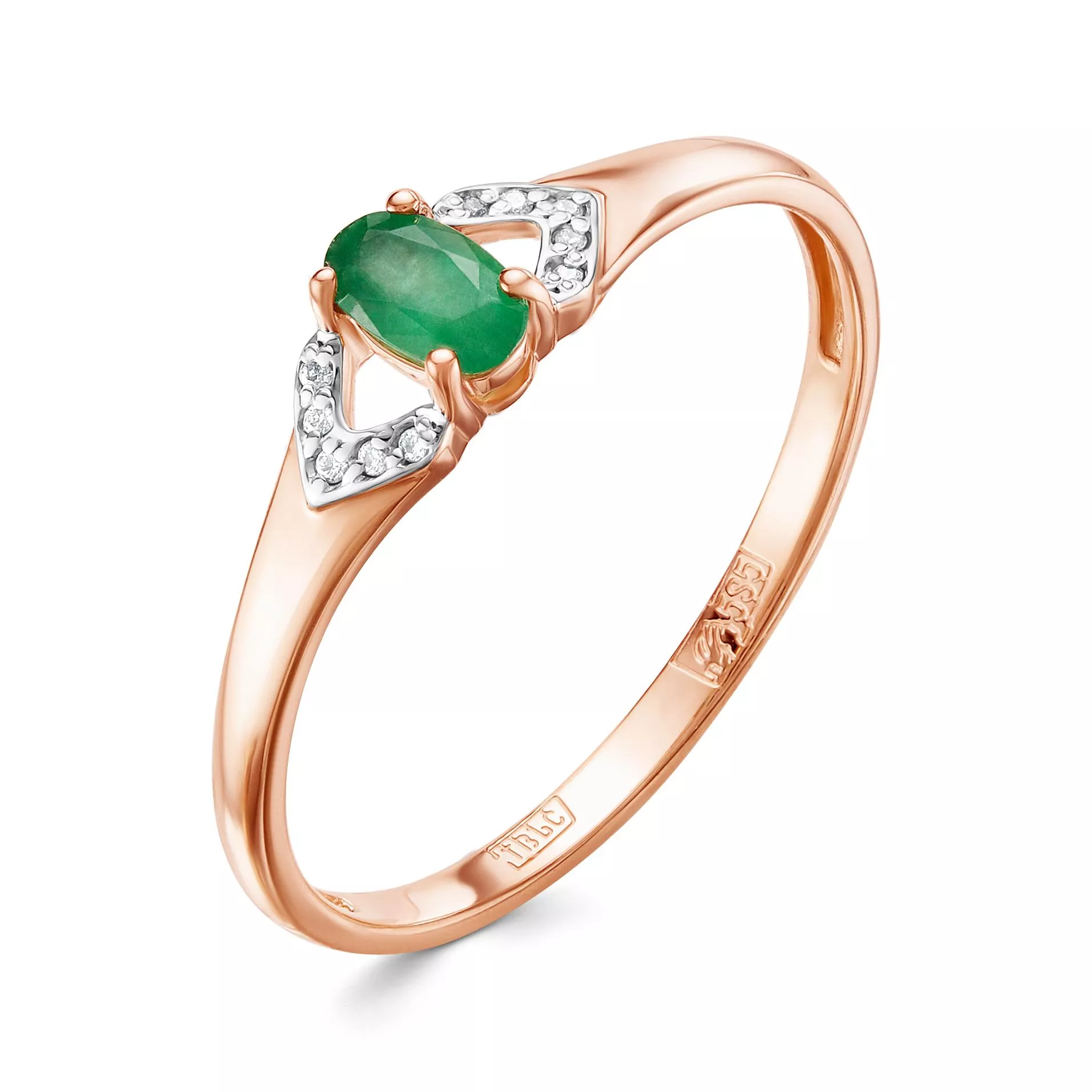 Кольцо из красного золота с изумрудом V15561510400