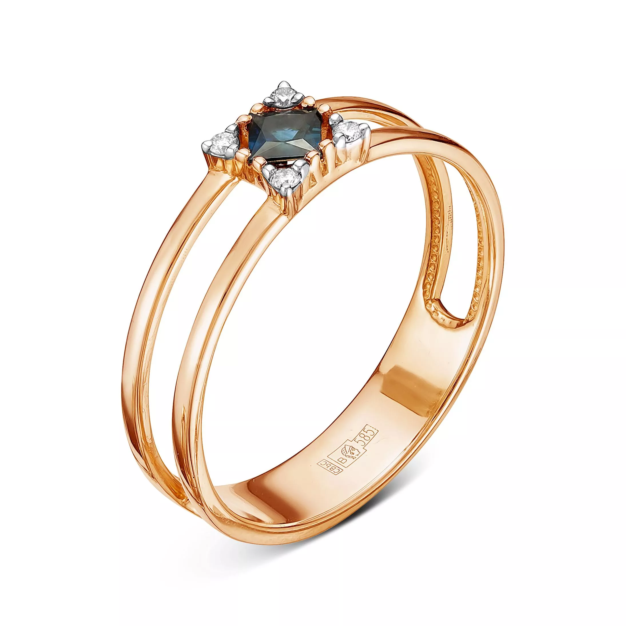 Кольцо из красного золота с сапфиром V11361510300