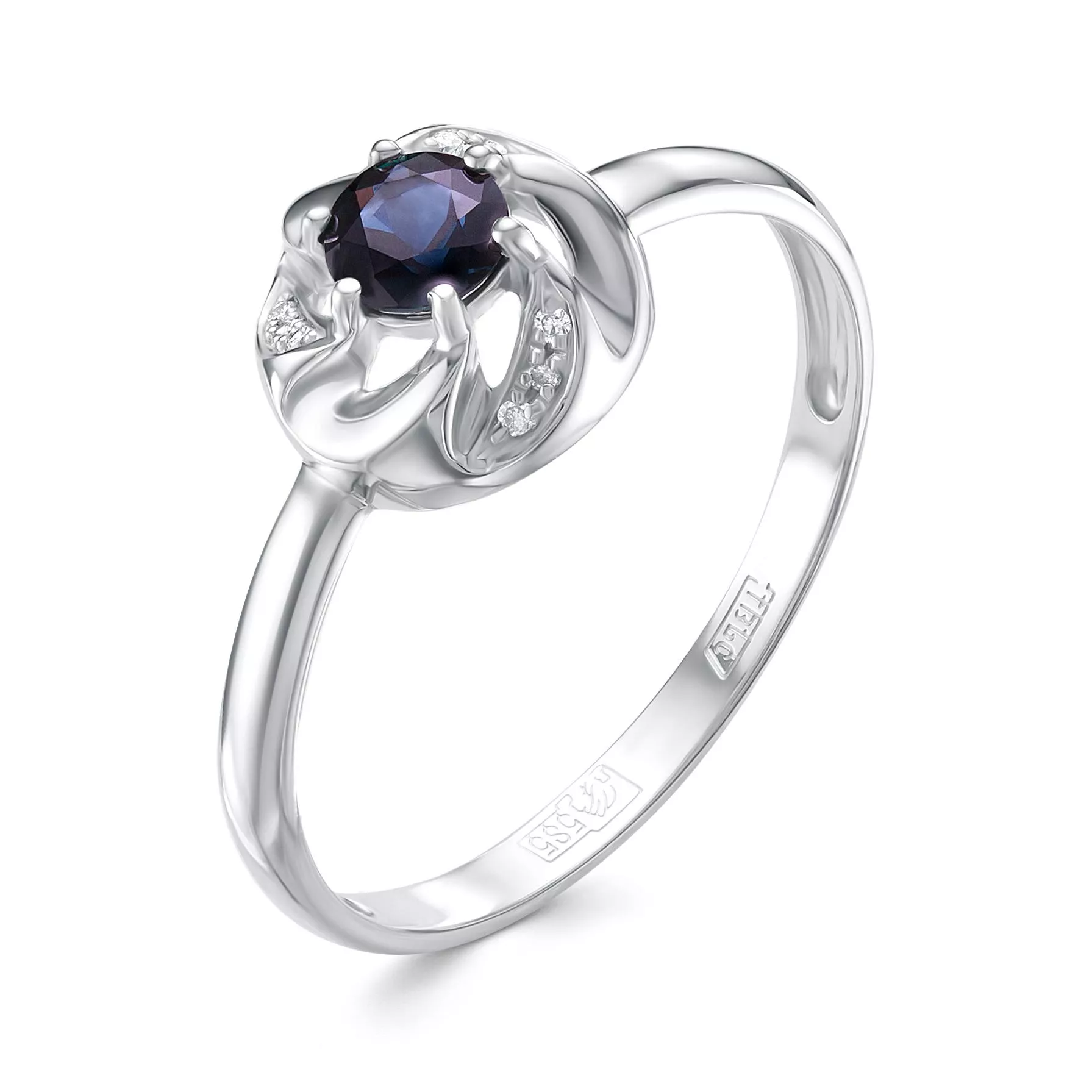 Кольцо из белого золота с сапфиром V15612510300
