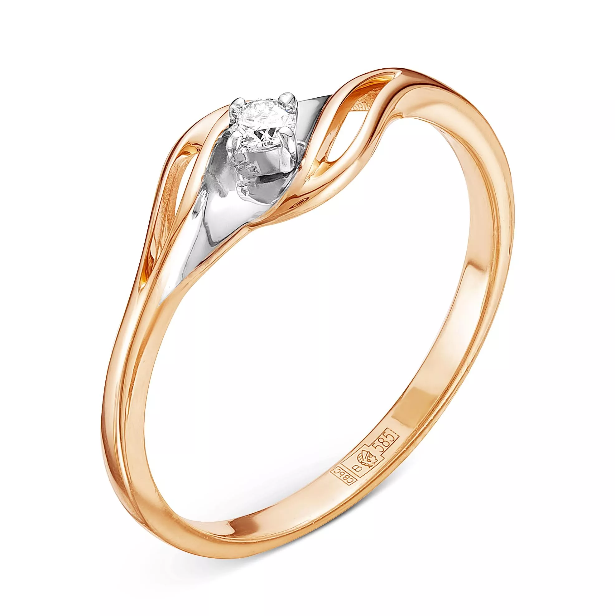 Кольцо из красного золота с бриллиантом V11881510000