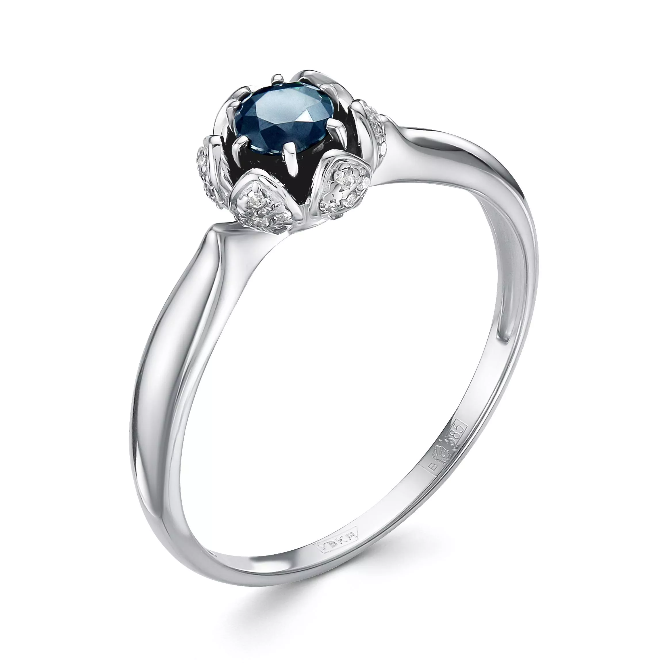 Кольцо из белого золота с сапфиром V16012510300