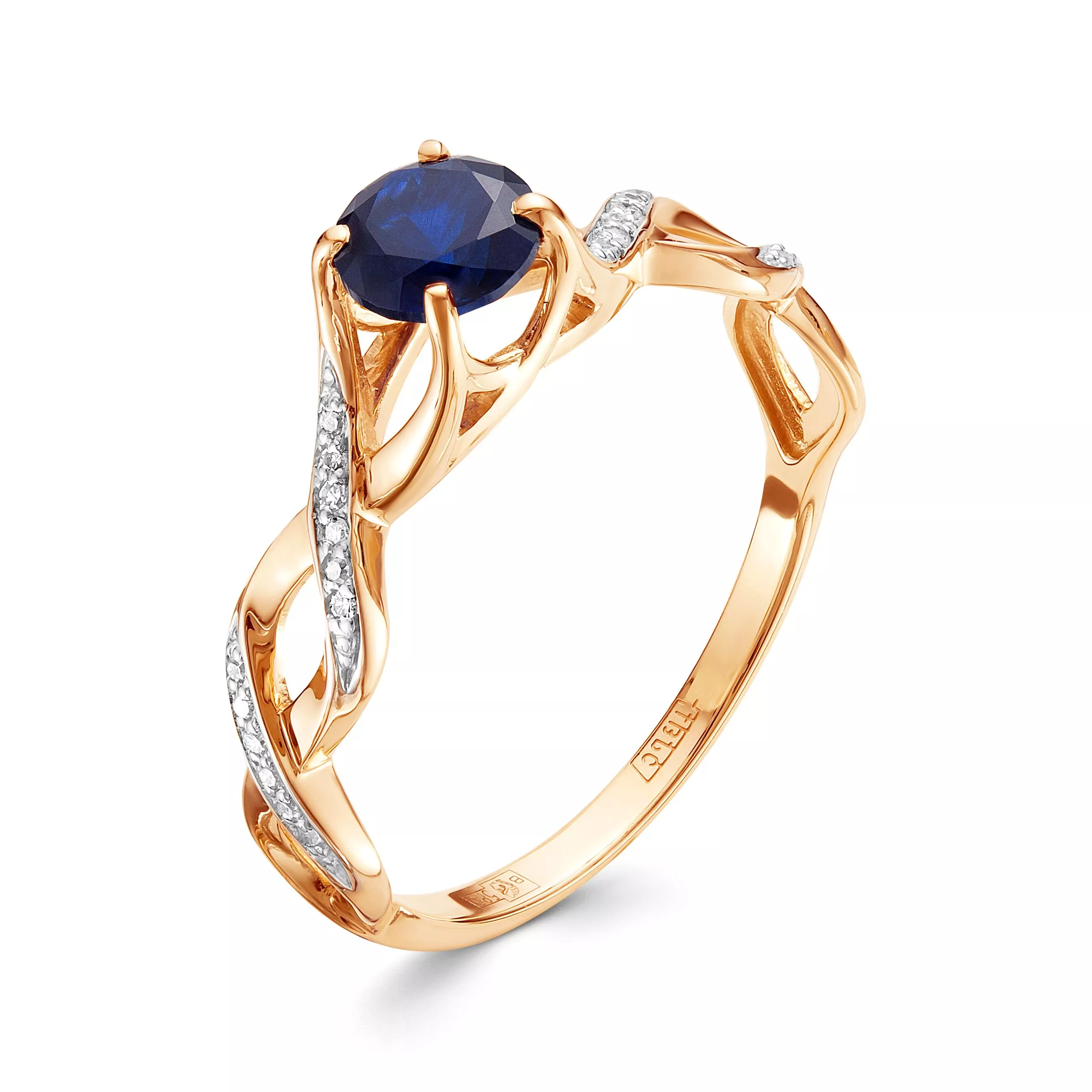 Кольцо из красного золота с сапфиром V14071510600