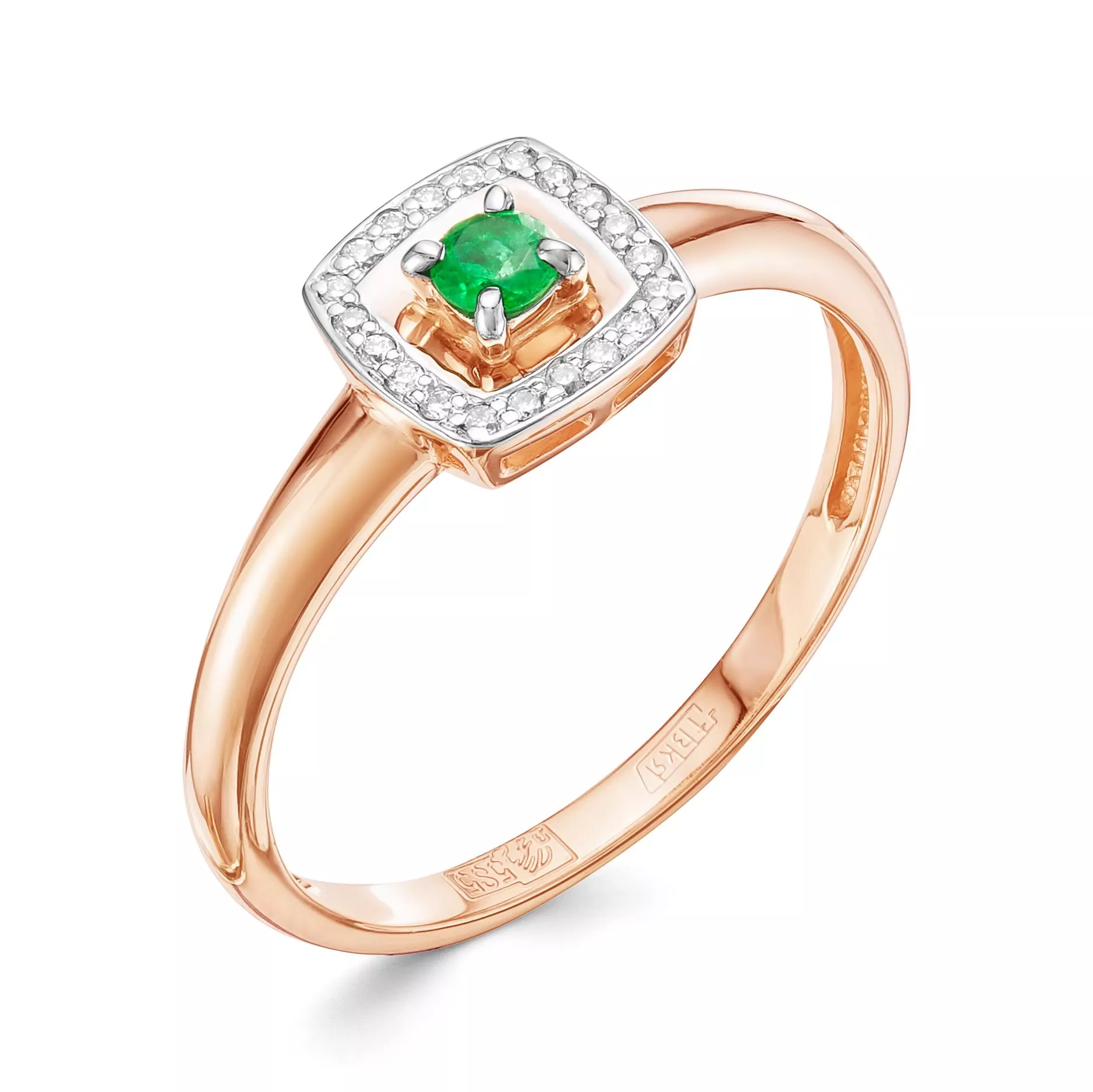 Кольцо из красного золота с изумрудом V11611510400