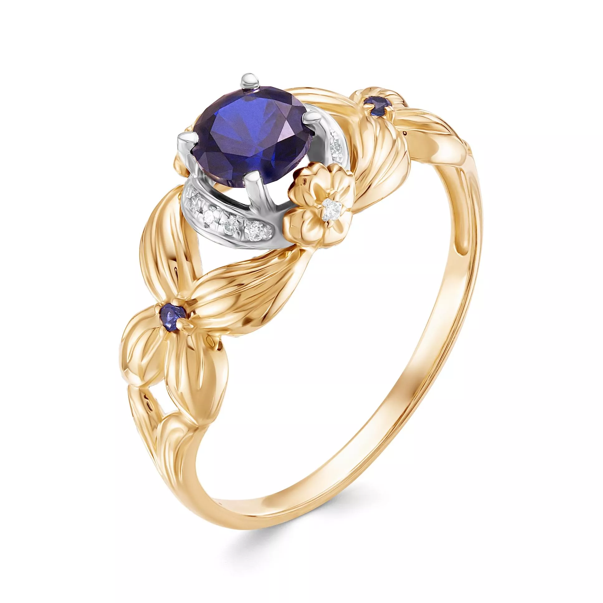 Кольцо из лимонного золота с сапфиром V16273510600