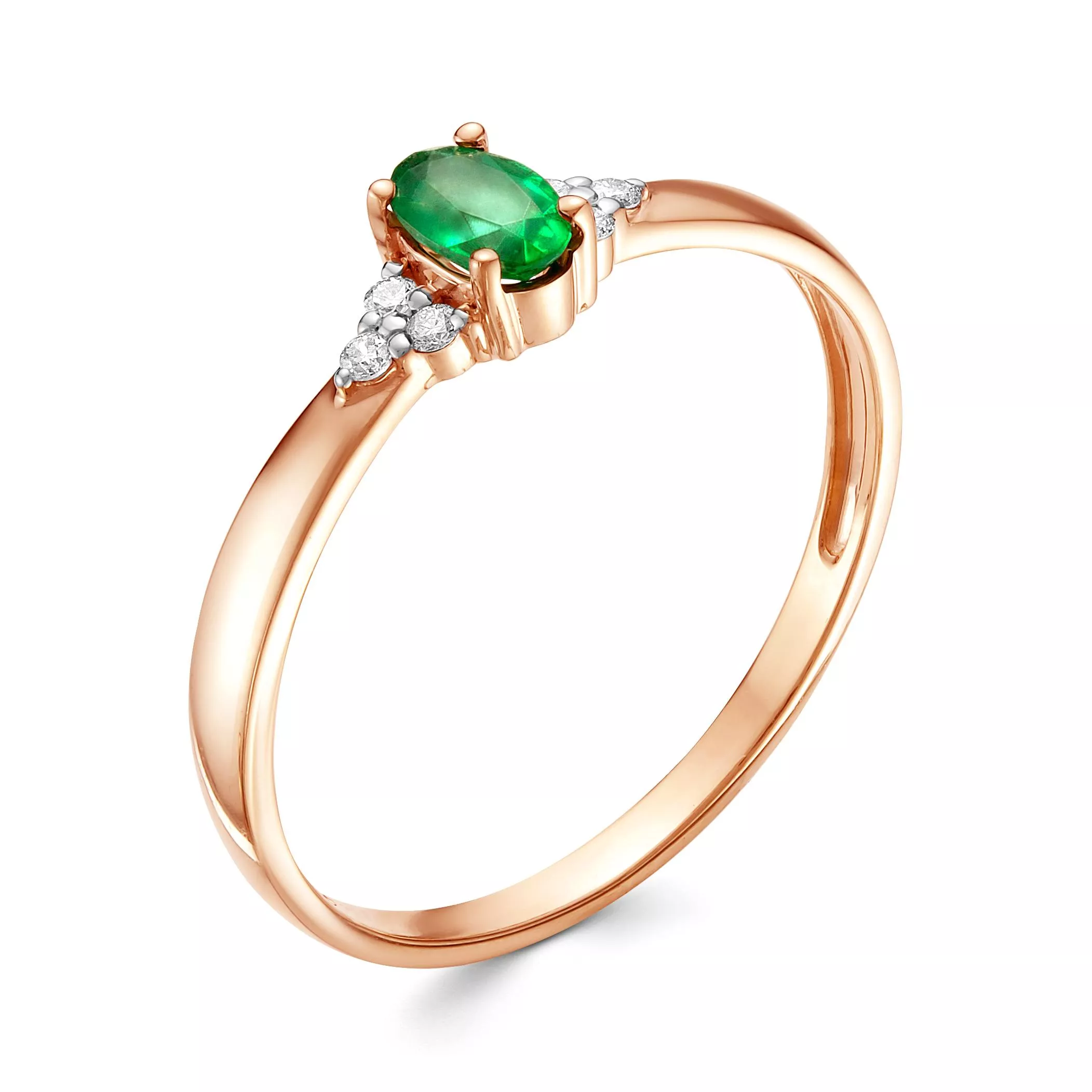 Кольцо из красного золота с изумрудом V15651510400