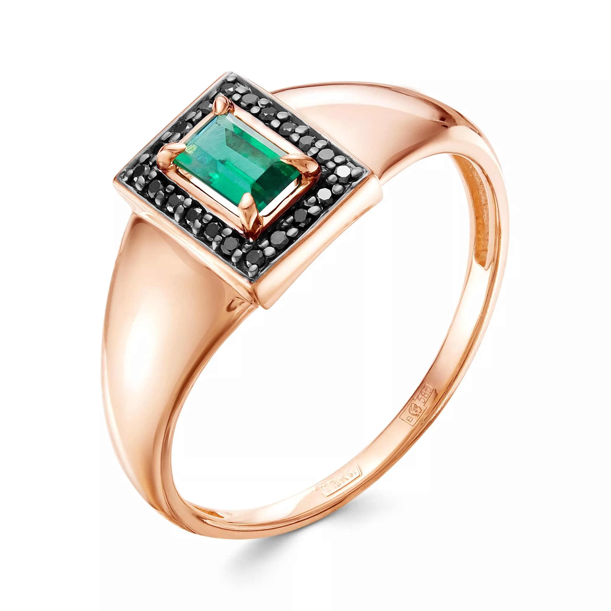 Кольцо из красного золота с изумрудом V11511573300