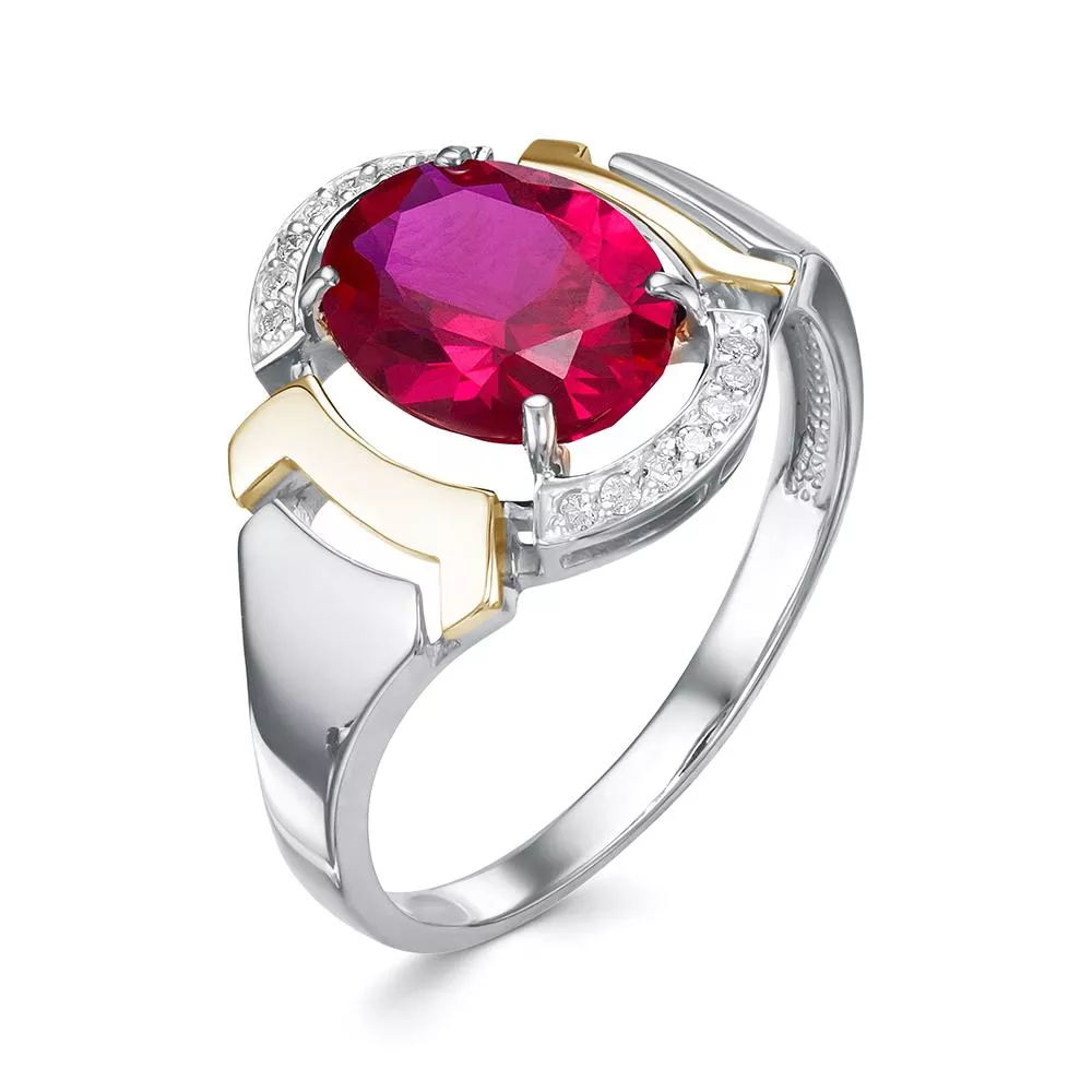 Кольцо из белого золота с рубином V17702531800