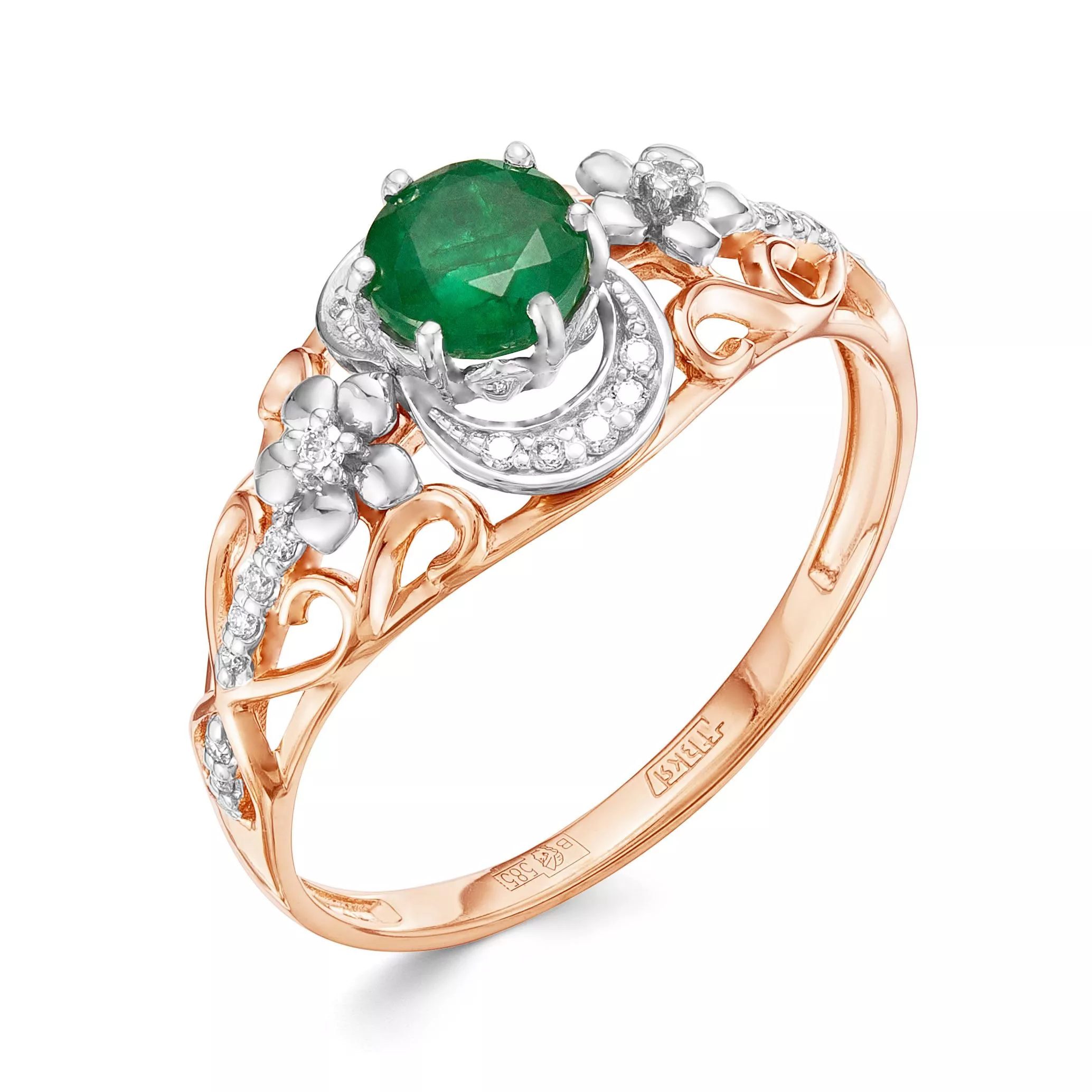 Кольцо из красного золота с изумрудом V15931511700