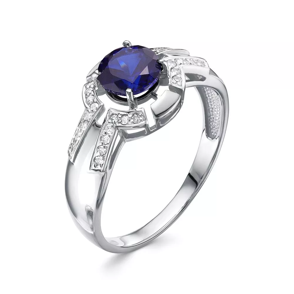 Кольцо из белого золота с сапфиром V17682511600