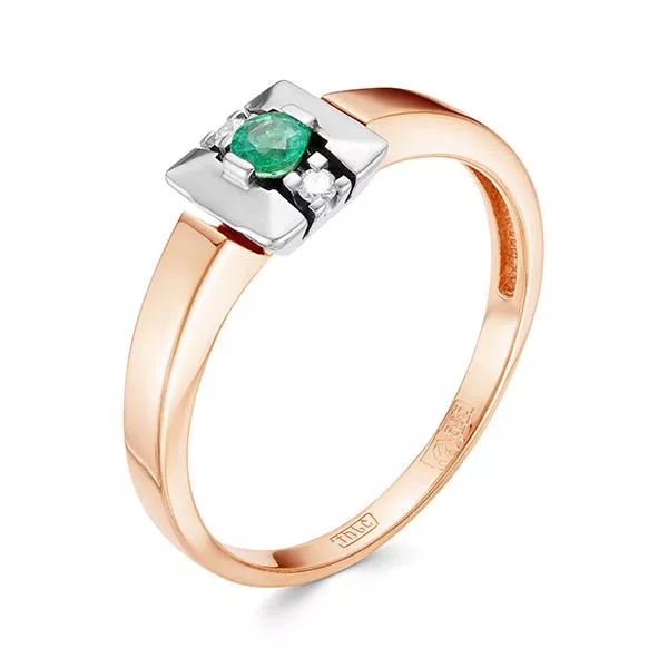 Кольцо из красного золота с изумрудом V11631510400