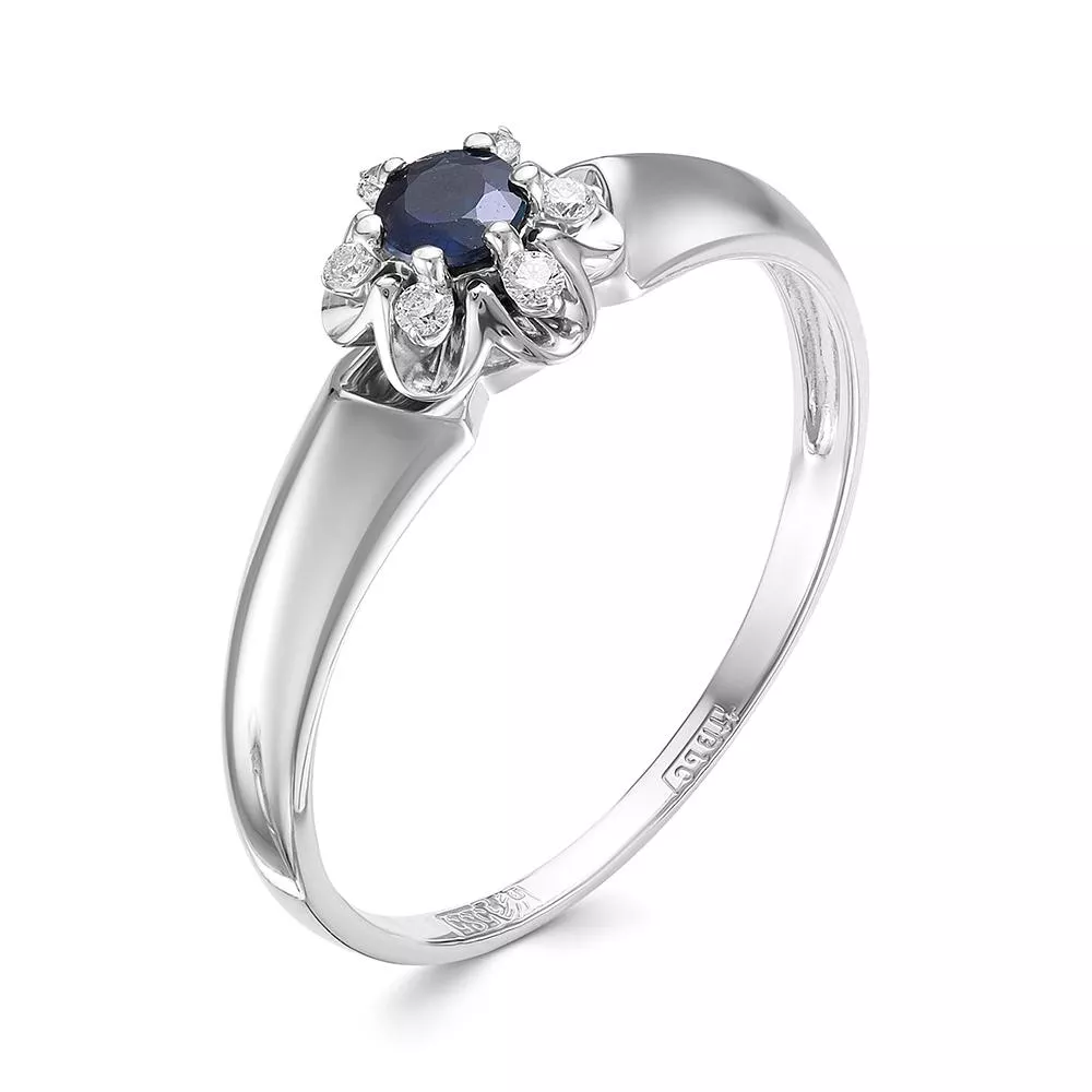 Кольцо из белого золота с сапфиром V14152510300