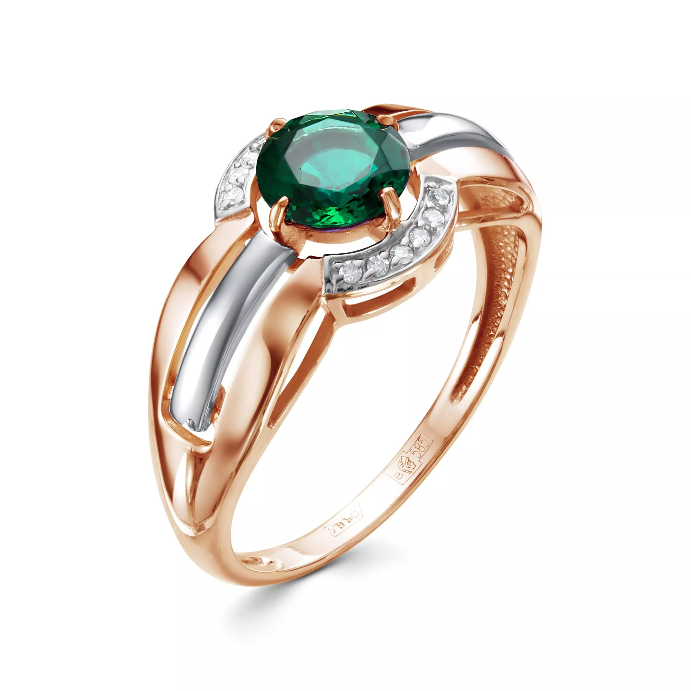 Кольцо из красного золота с изумрудом V17731511700