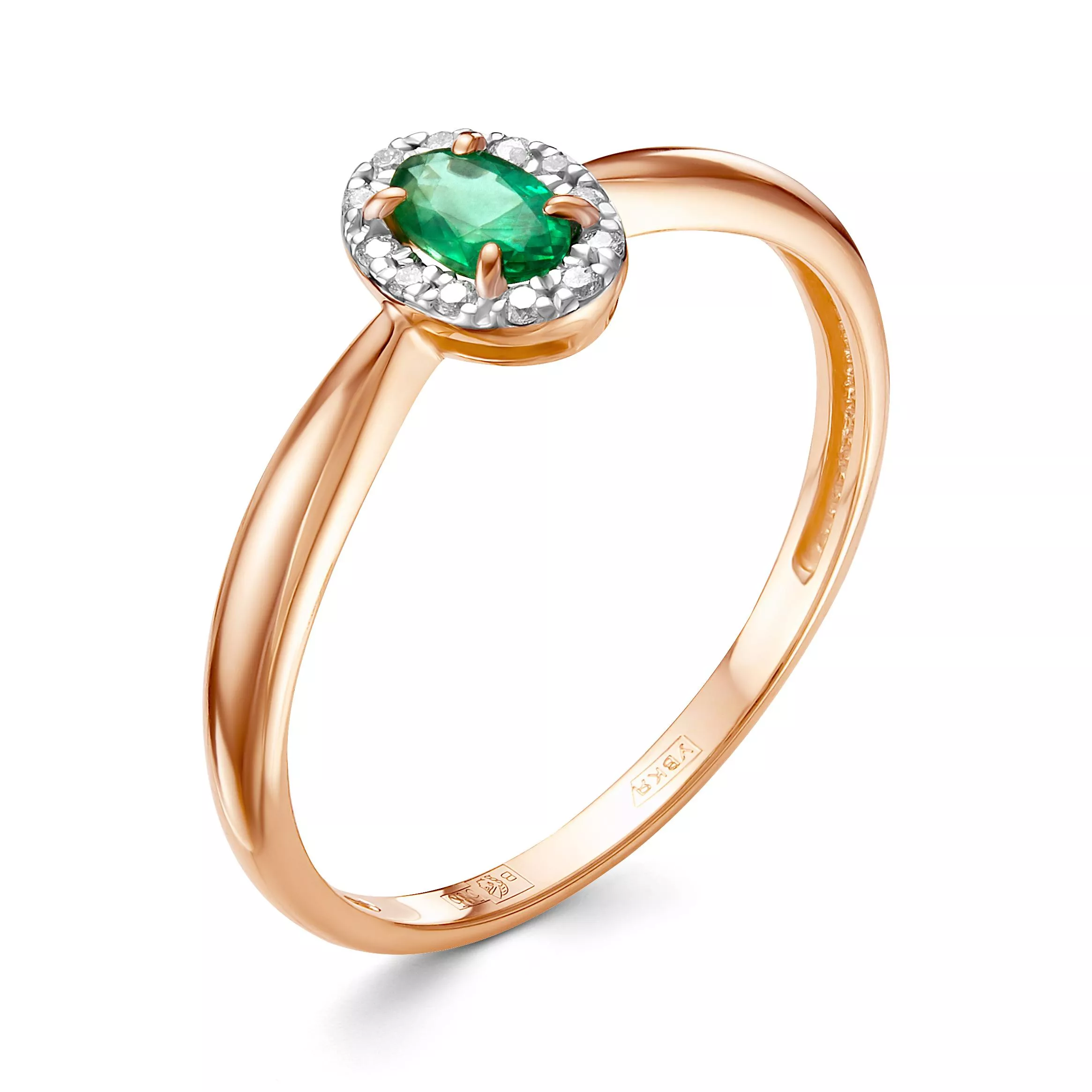 Кольцо из красного золота с изумрудом V10221510400