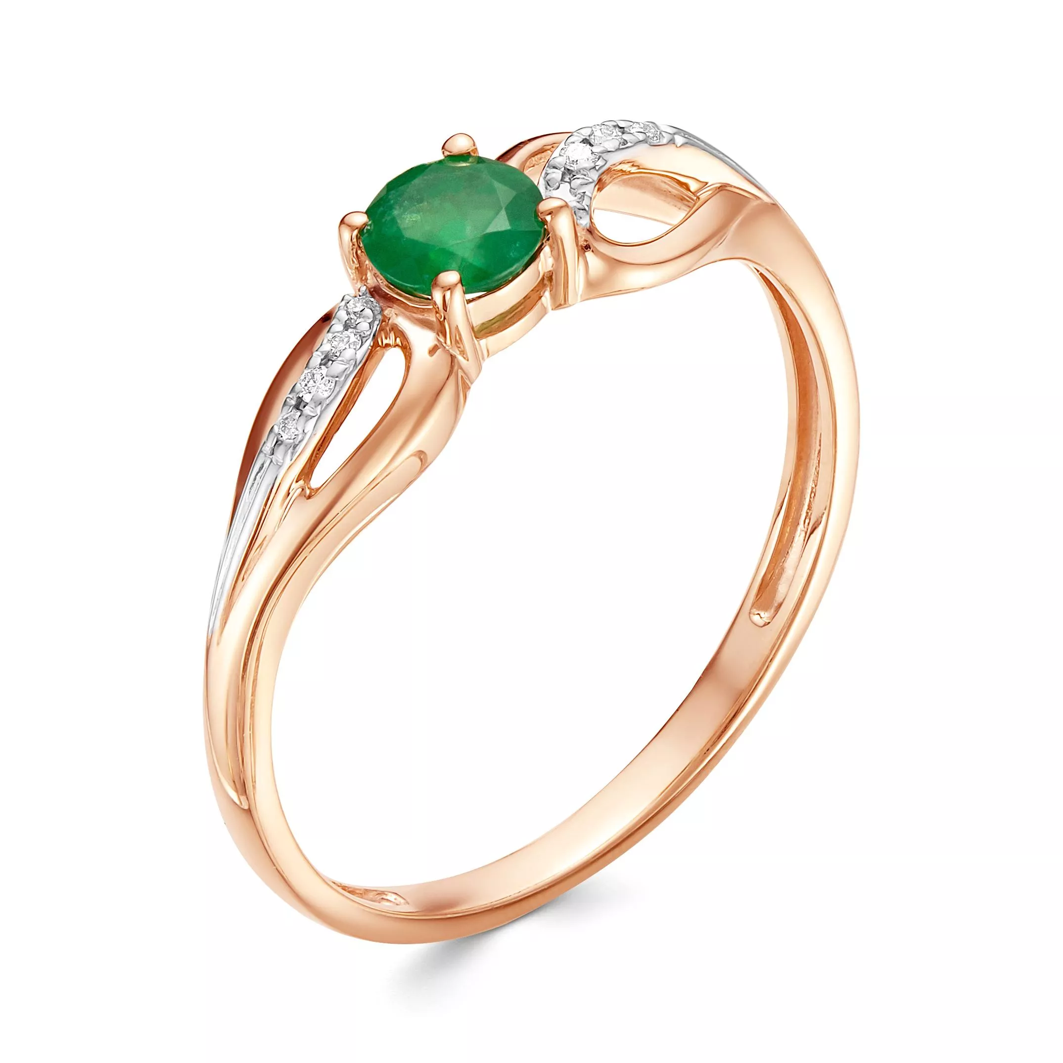 Кольцо из красного золота с изумрудом V15591510400