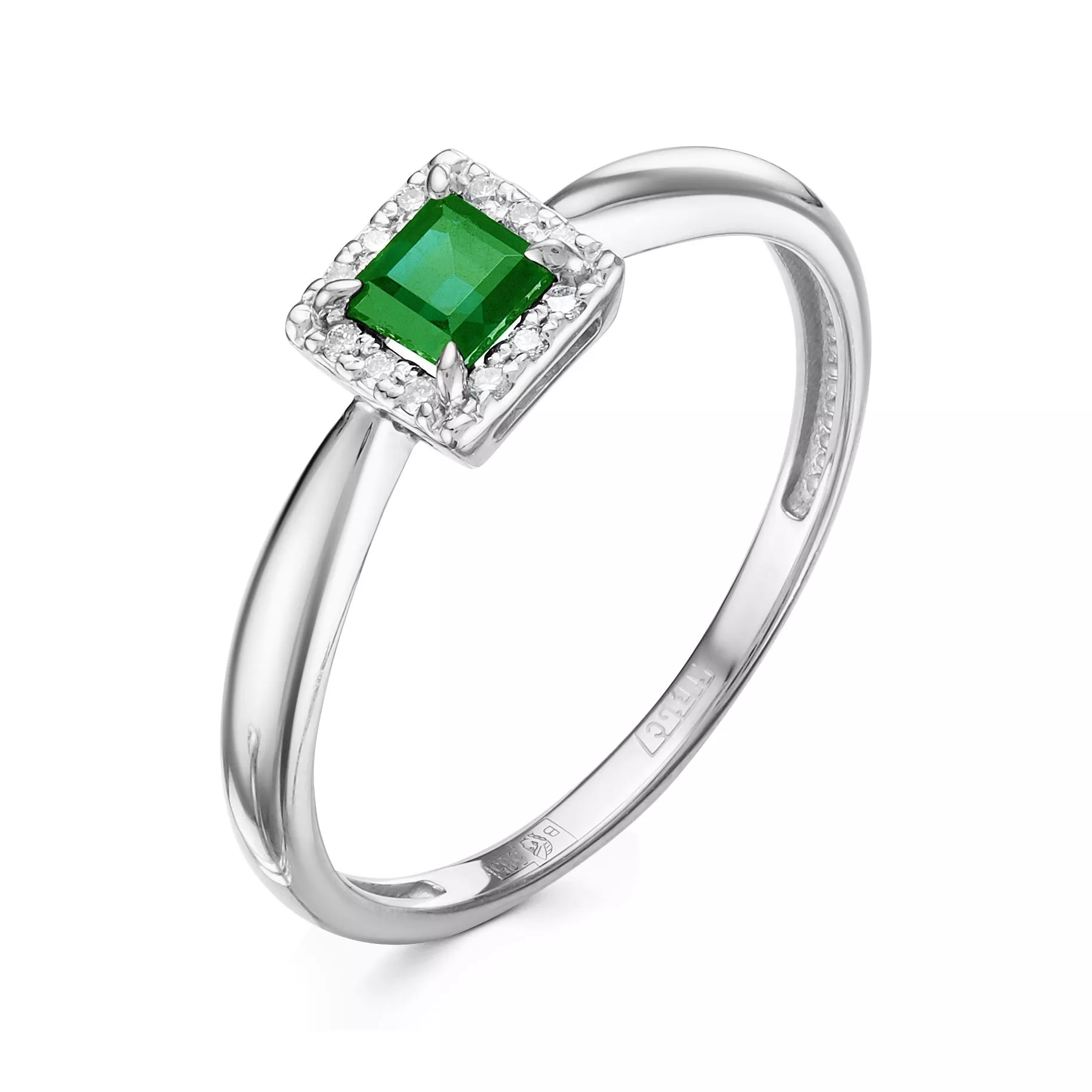 Кольцо из белого золота с изумрудом V10272511400