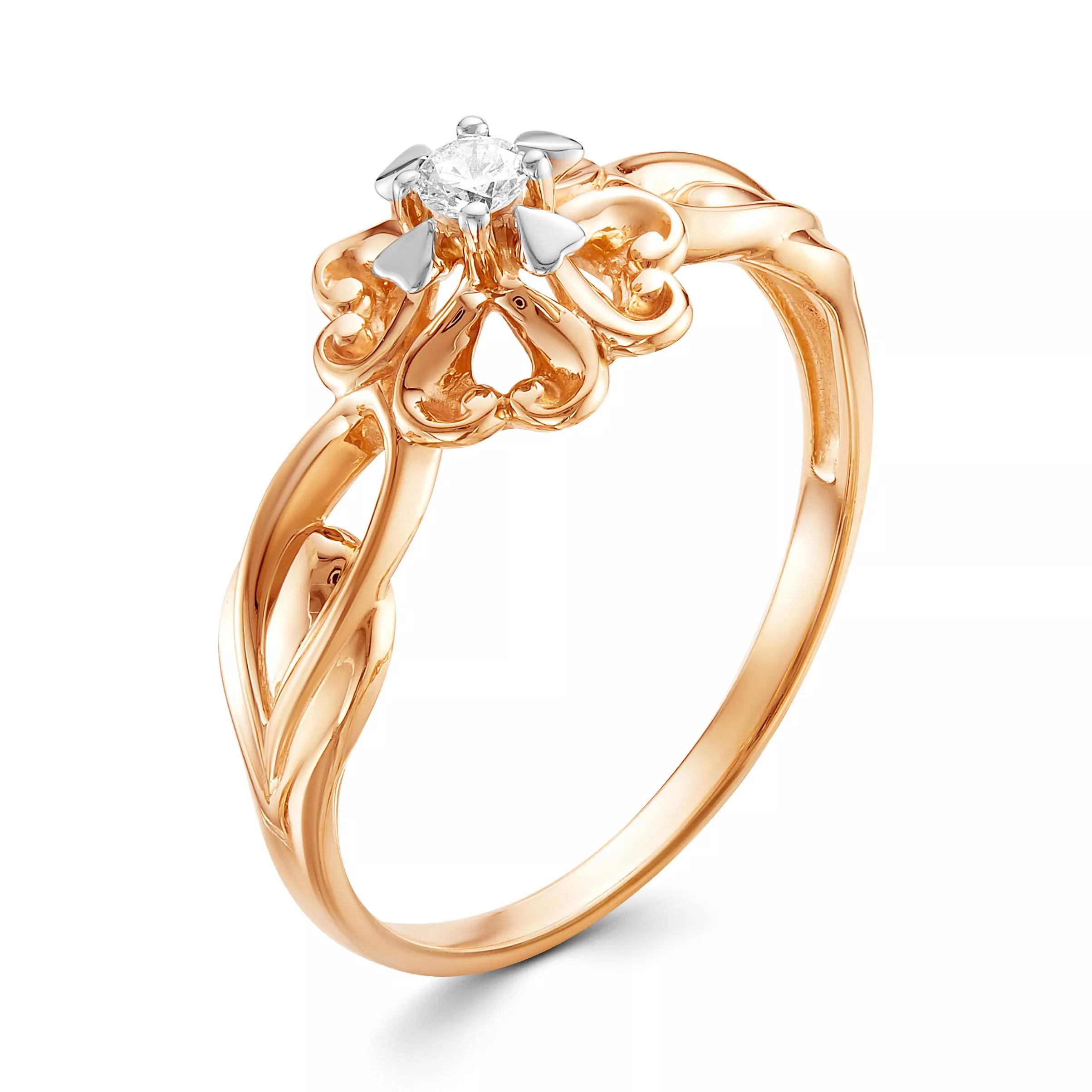 Кольцо из красного золота с бриллиантом V14311510000