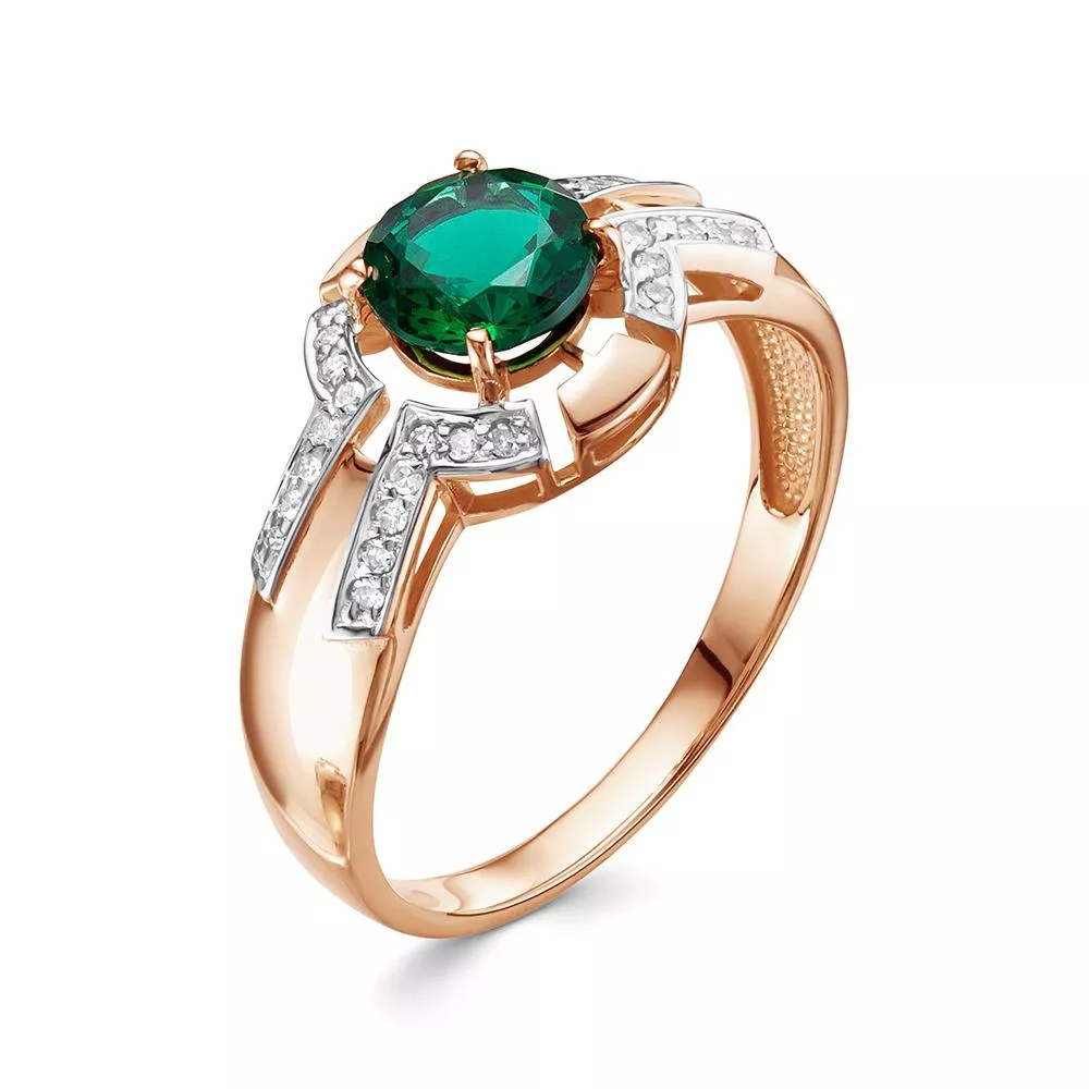 Кольцо из красного золота с изумрудом V17681511700