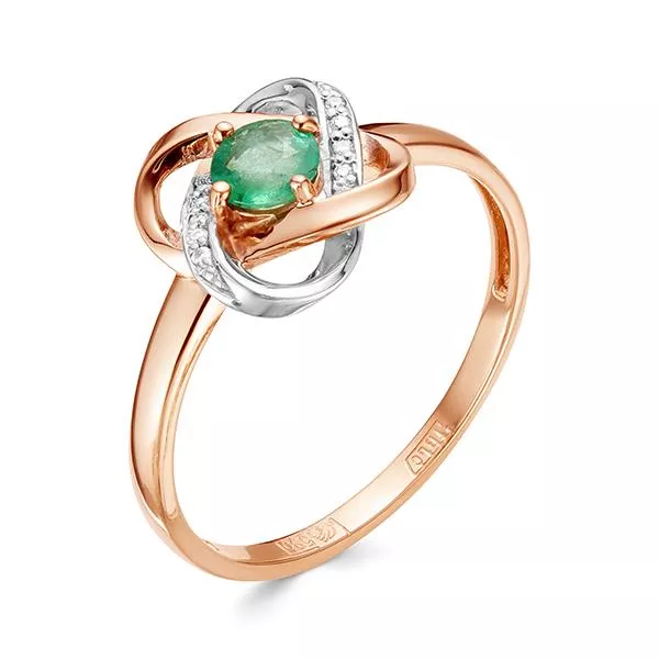 Кольцо из красного золота с изумрудом V15601510400