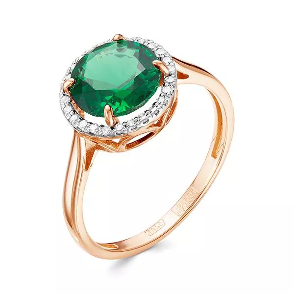 Кольцо из красного золота с изумрудом V11521511700