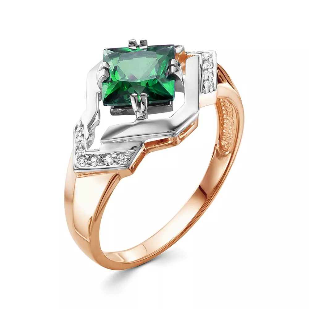 Кольцо из красного золота с изумрудом V17711511700