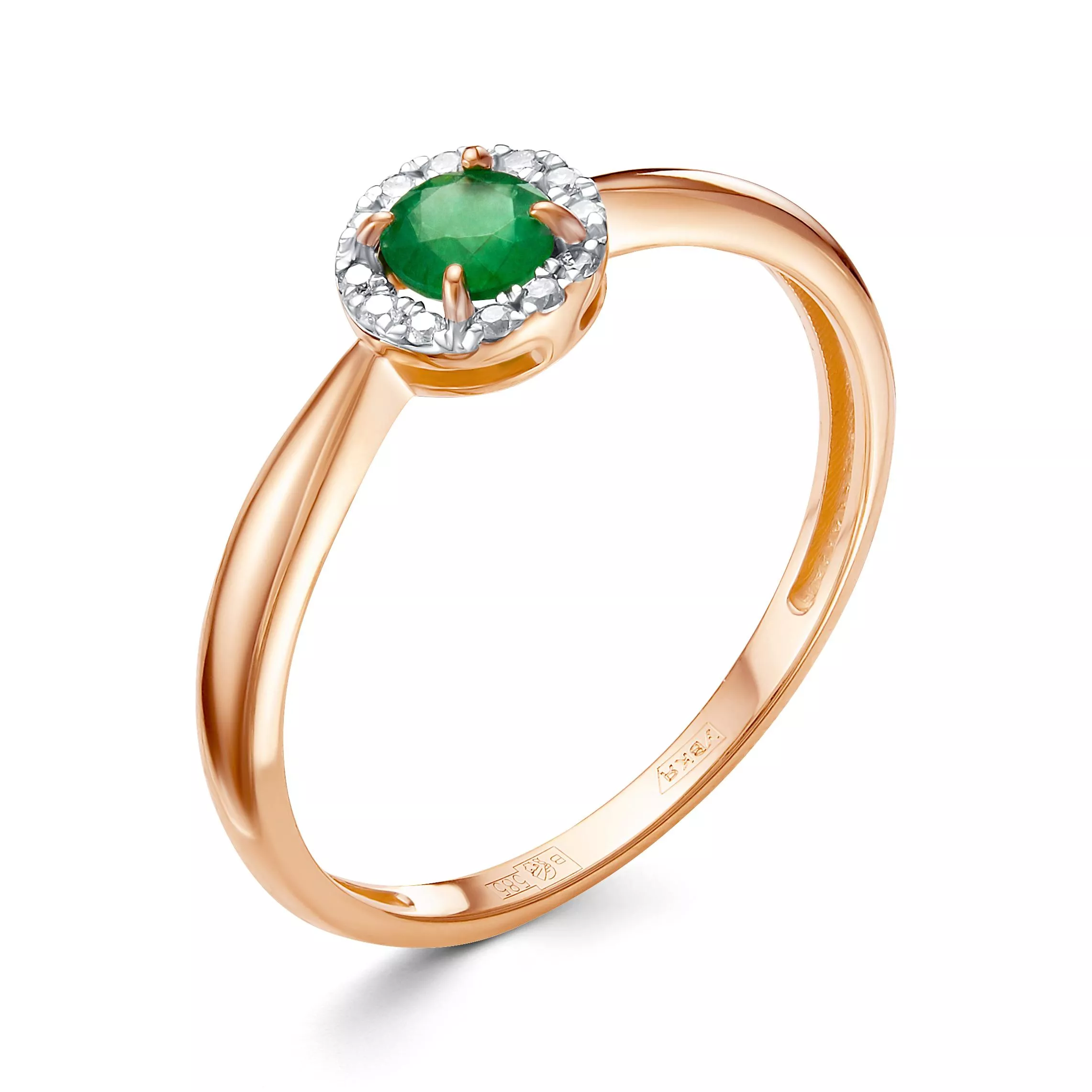 Кольцо из красного золота с изумрудом V10251510400