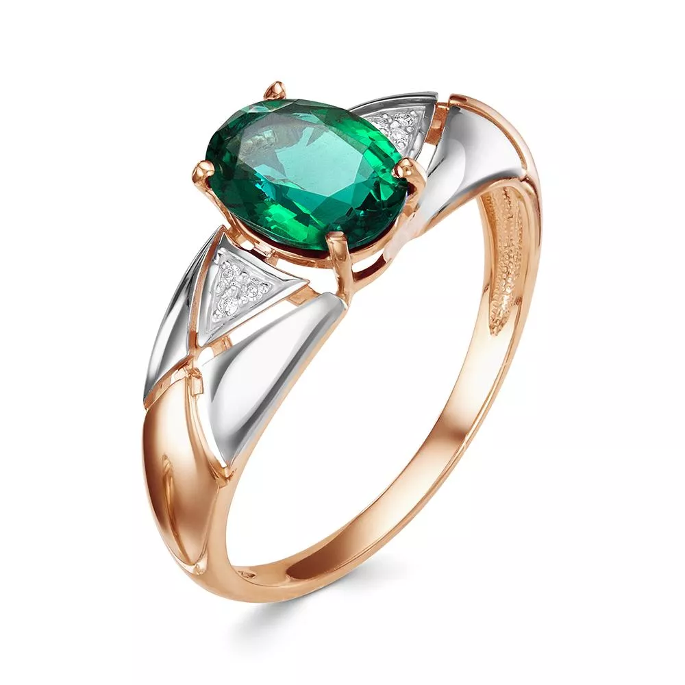 Кольцо из красного золота с изумрудом V17671511700