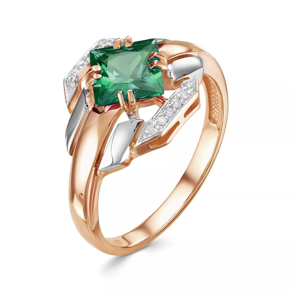 Кольцо из красного золота с изумрудом V17721511700