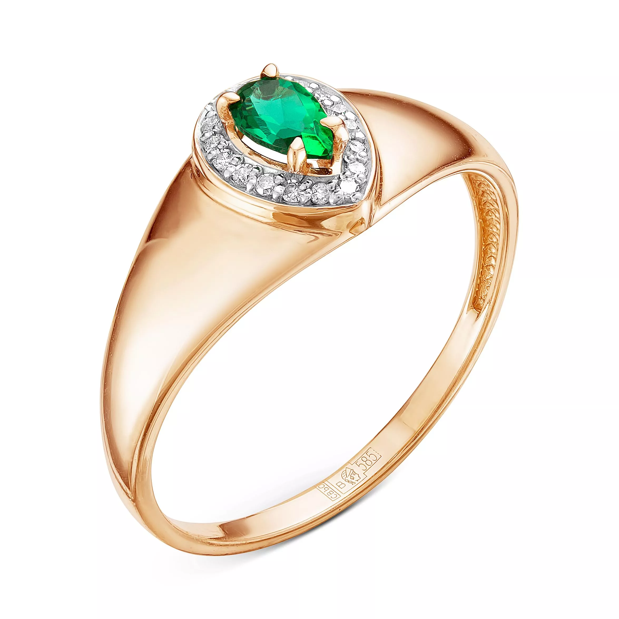 Кольцо из красного золота с изумрудом V11481510400