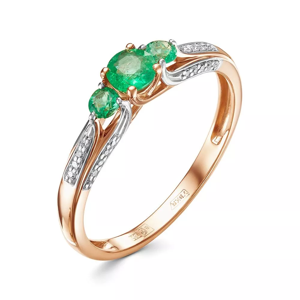 Кольцо из красного золота с изумрудом V15951510400