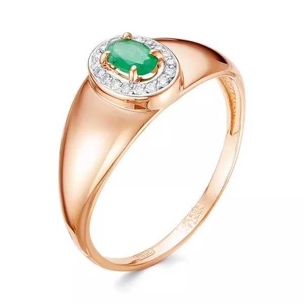 Кольцо из красного золота с изумрудом V11461510400