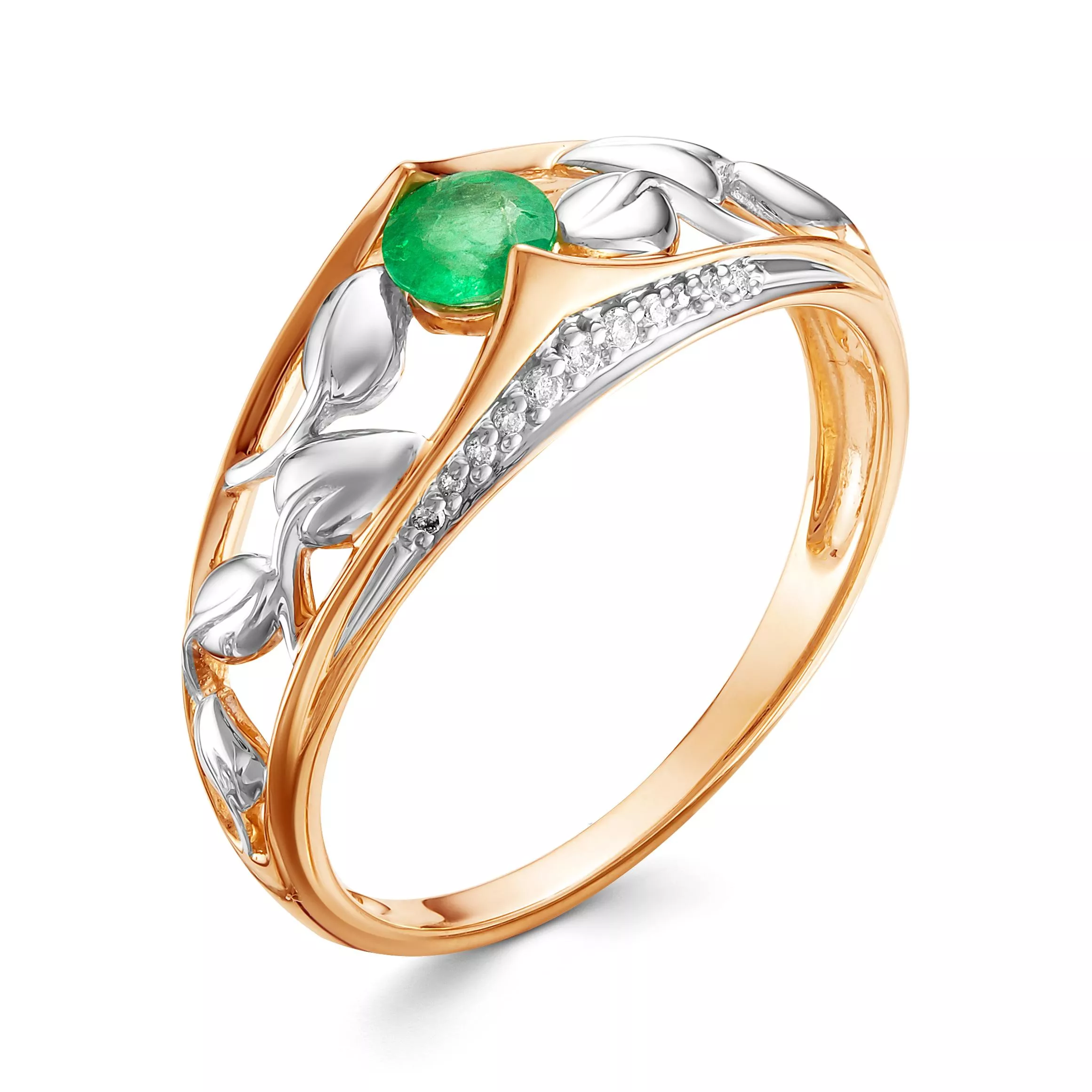 Кольцо из красного золота с изумрудом V14131510400