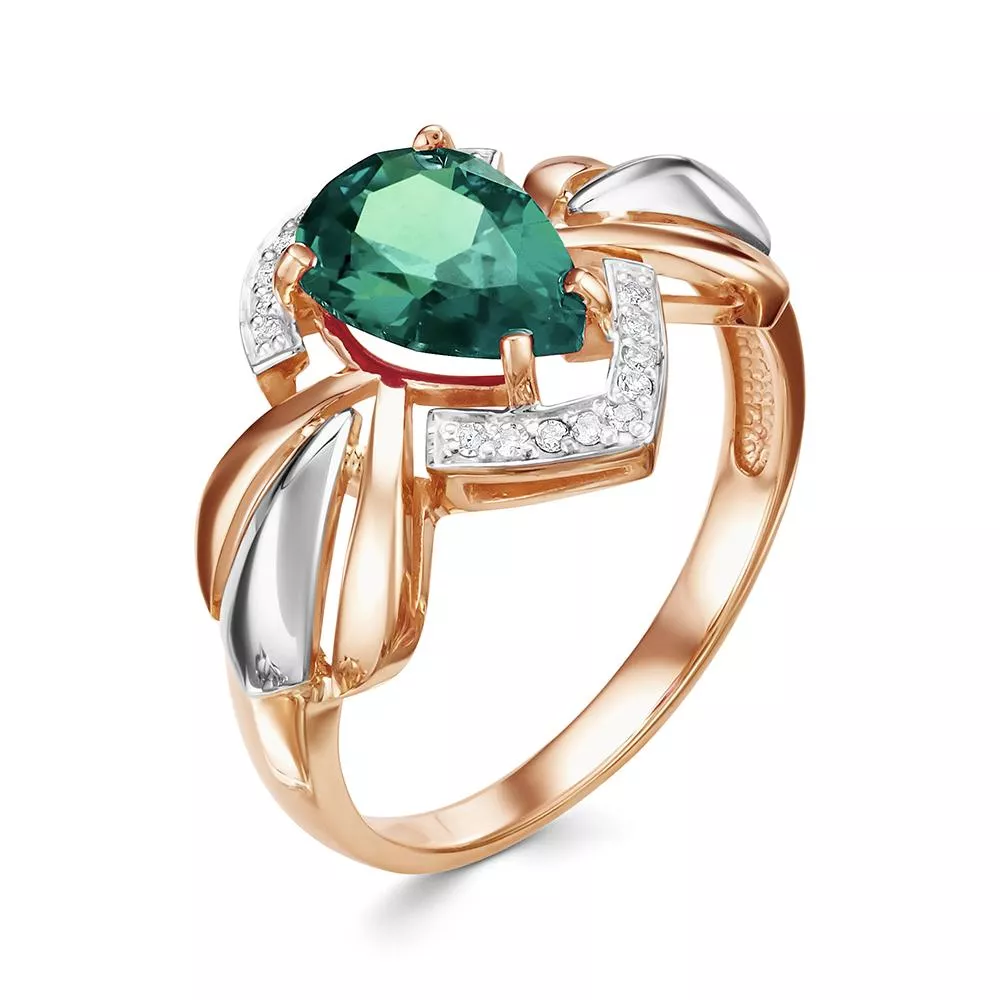 Кольцо из красного золота с изумрудом V17691511700