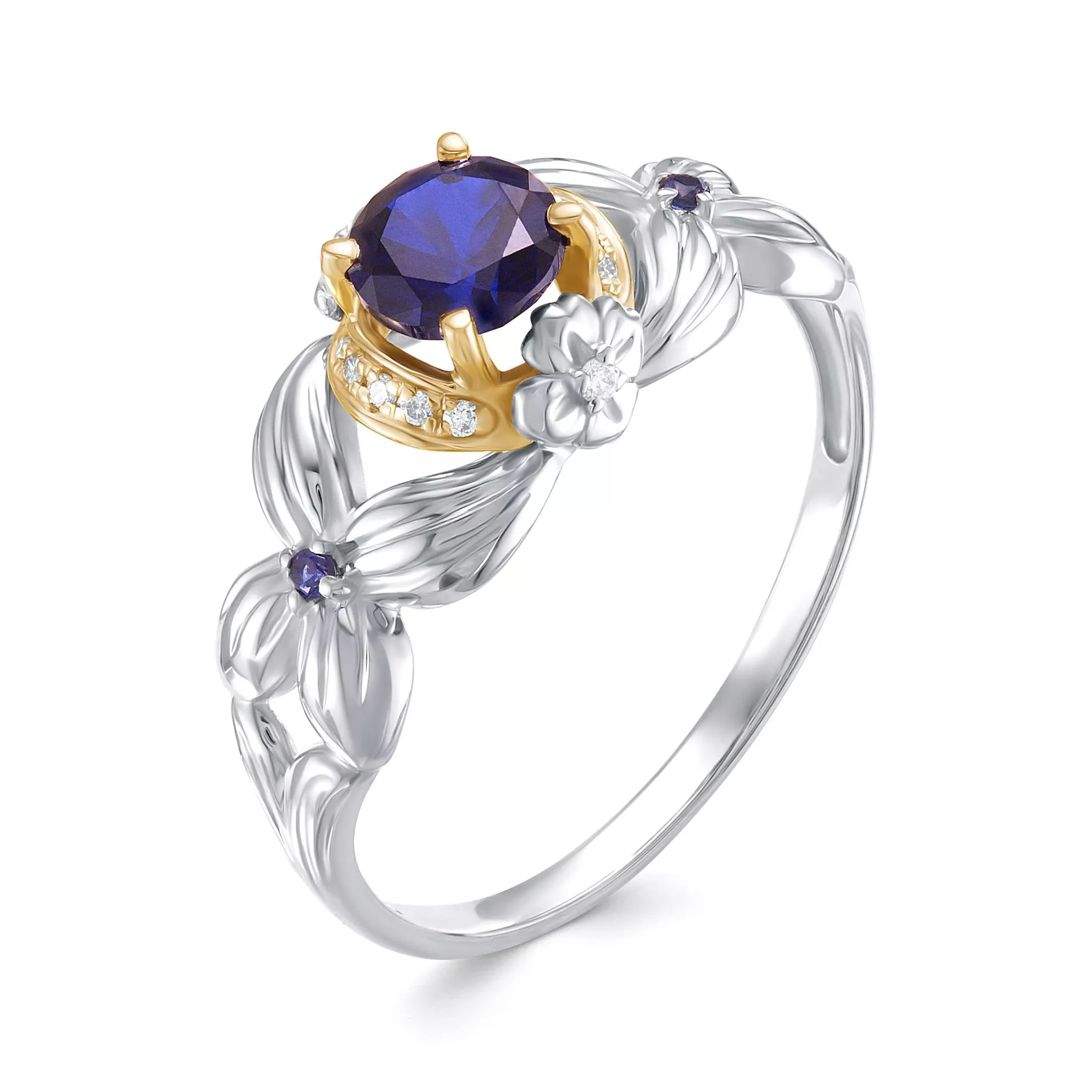 Кольцо из белого золота с сапфиром V16272530300