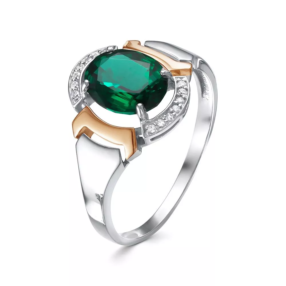 Кольцо из белого золота с изумрудом V17702521700