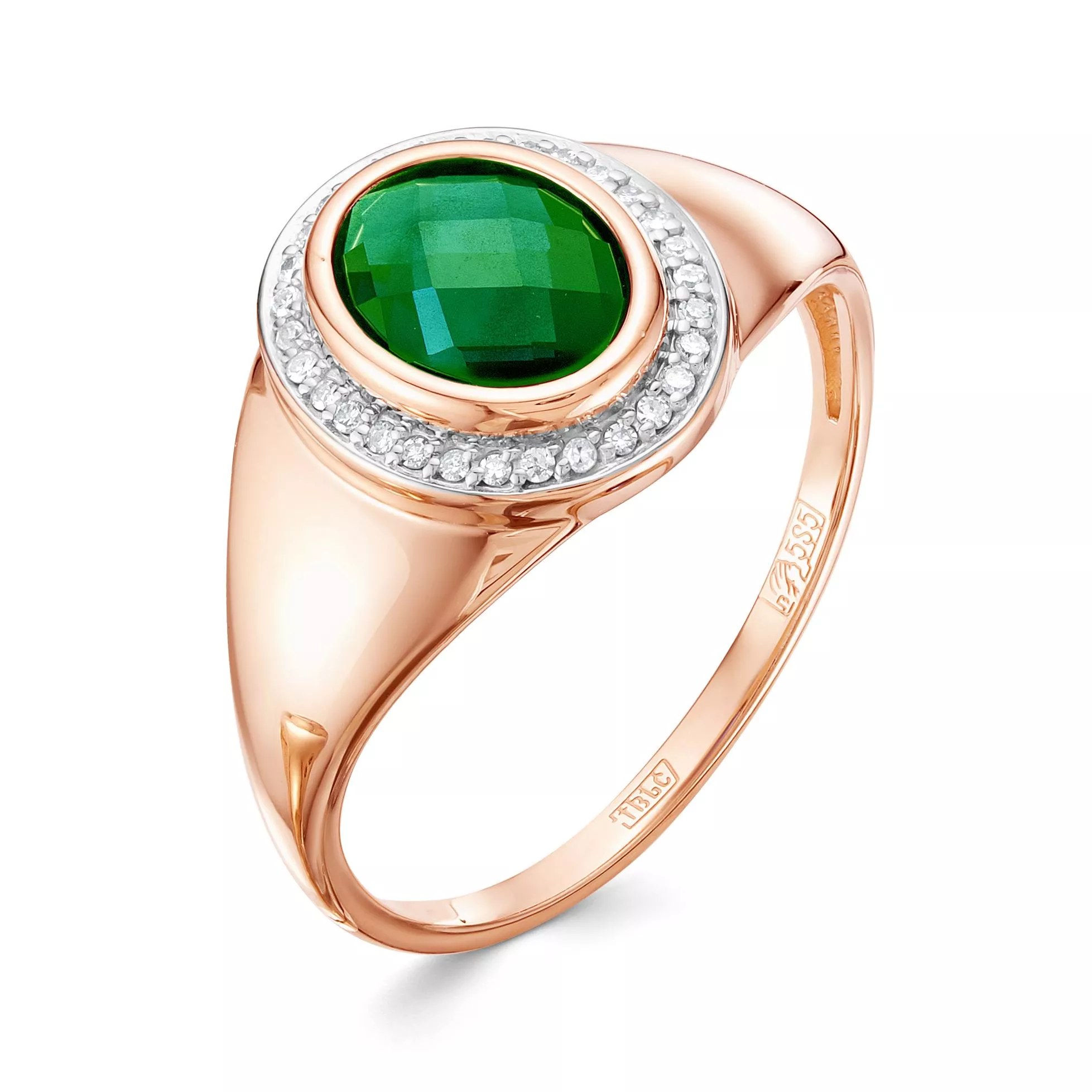 Кольцо из красного золота с изумрудом V10911511700