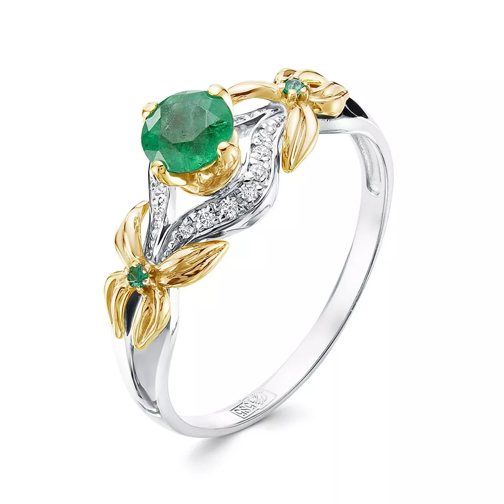 Кольцо из белого золота с изумрудом V16292530400