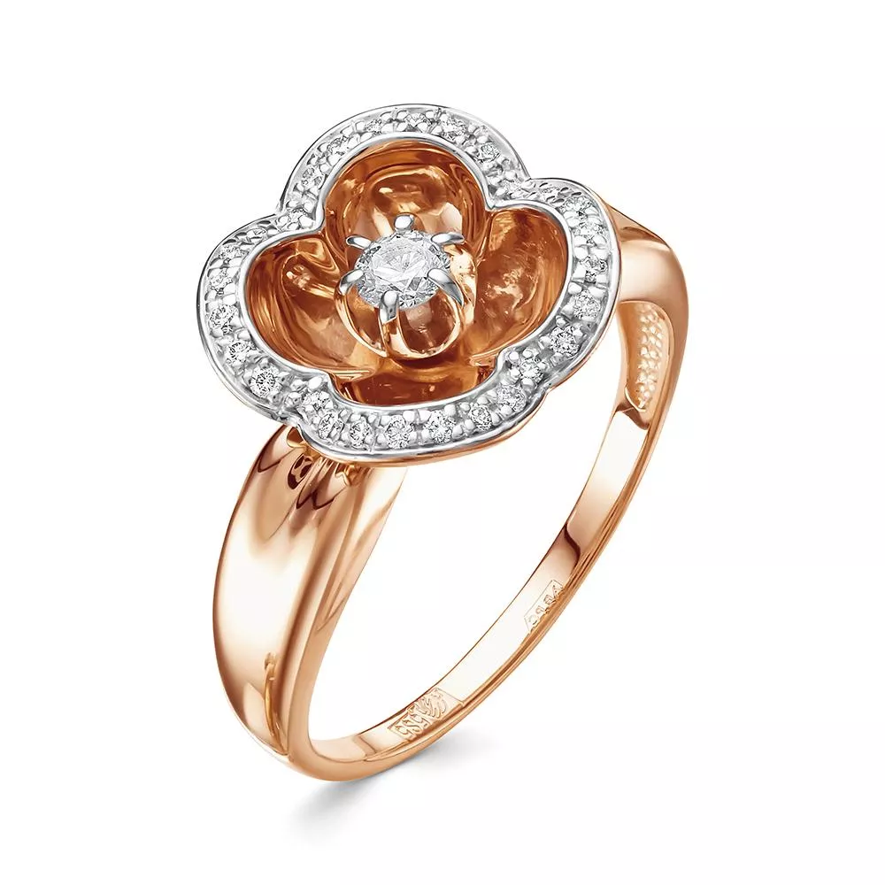 Кольцо из красного золота с бриллиантом V16681520000