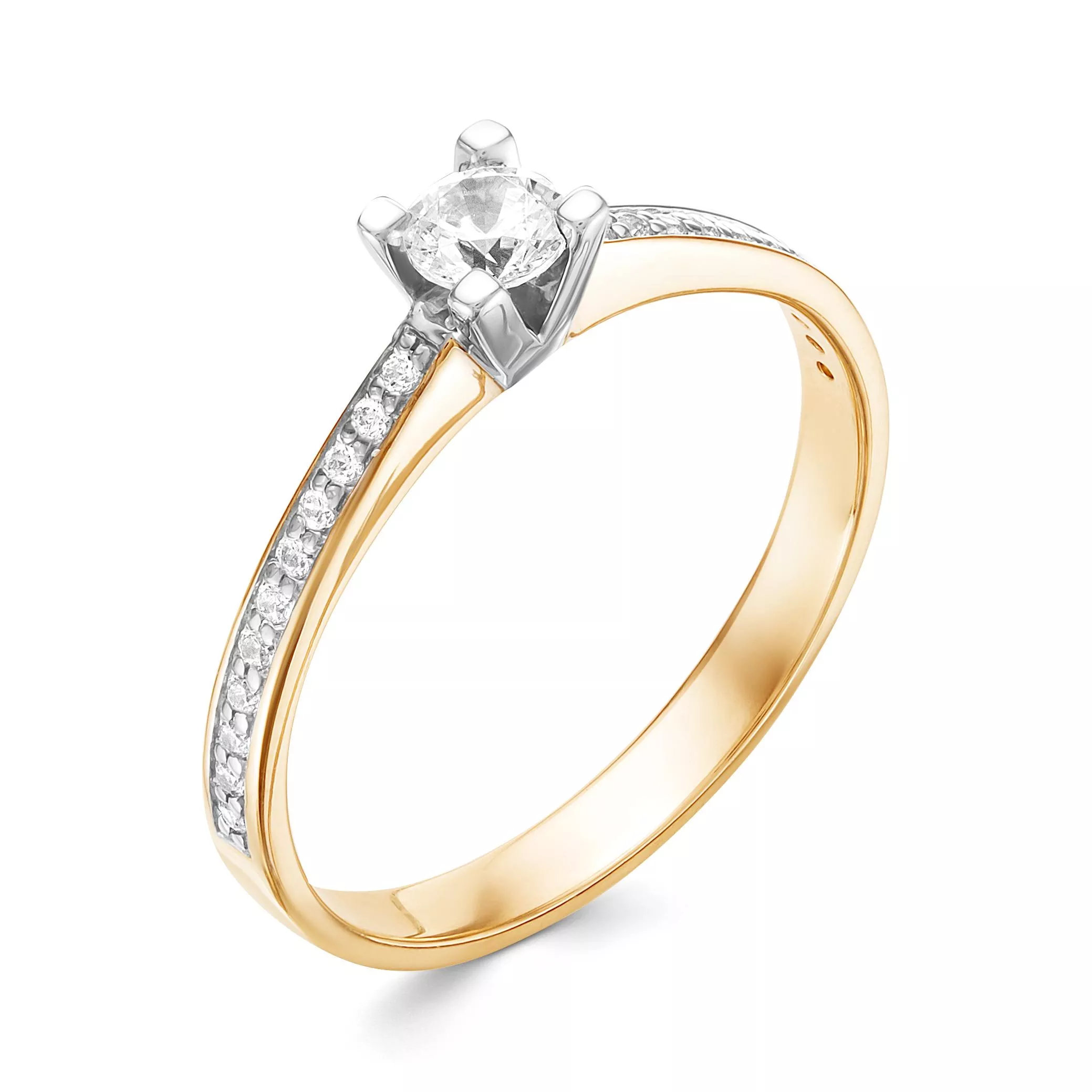 Кольцо из лимонного золота с бриллиантом V15713510000