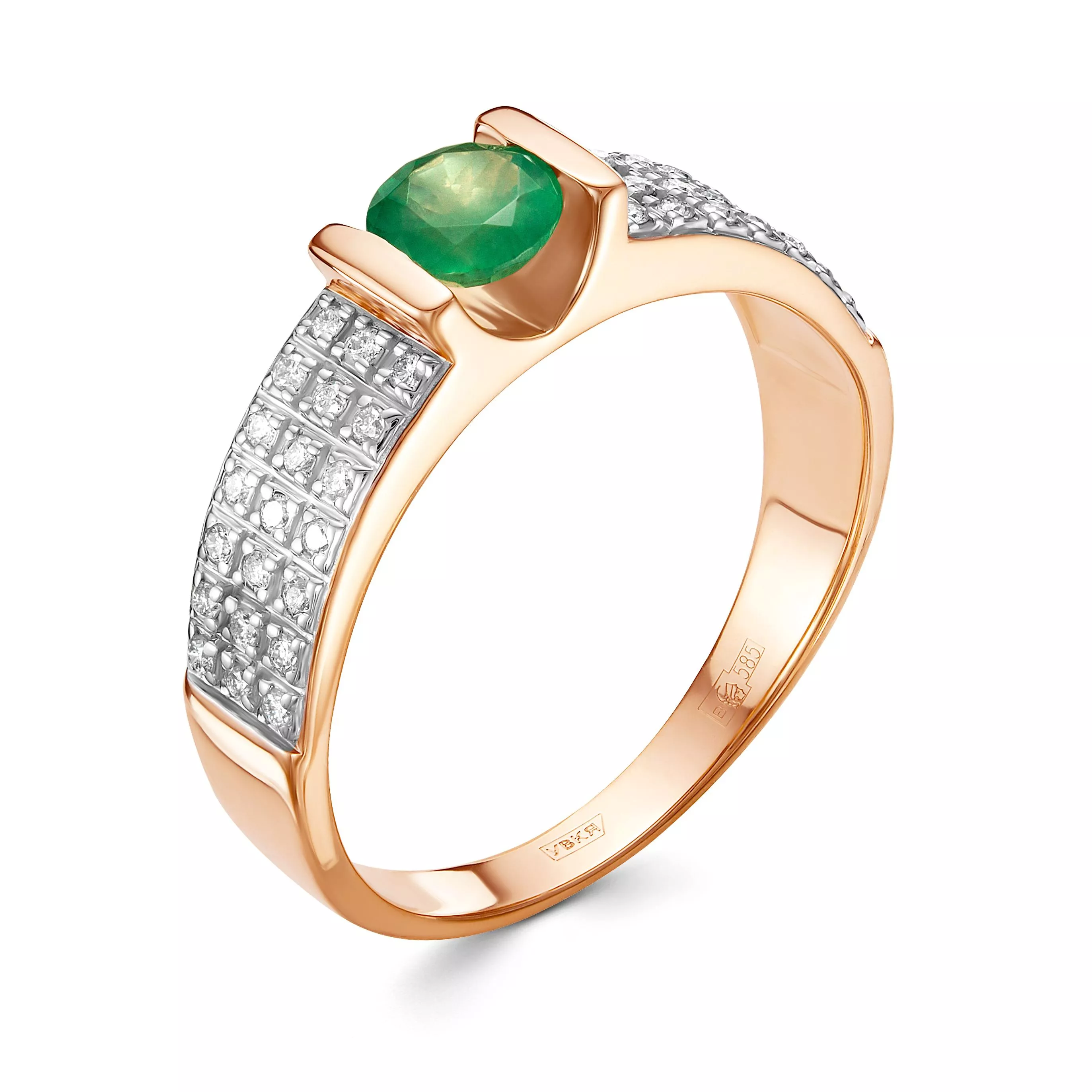 Кольцо из красного золота с изумрудом V14881510400